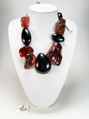 Sobral - Amber & Black "Clave" Studio Creation Resin Necklace ( 000000 )