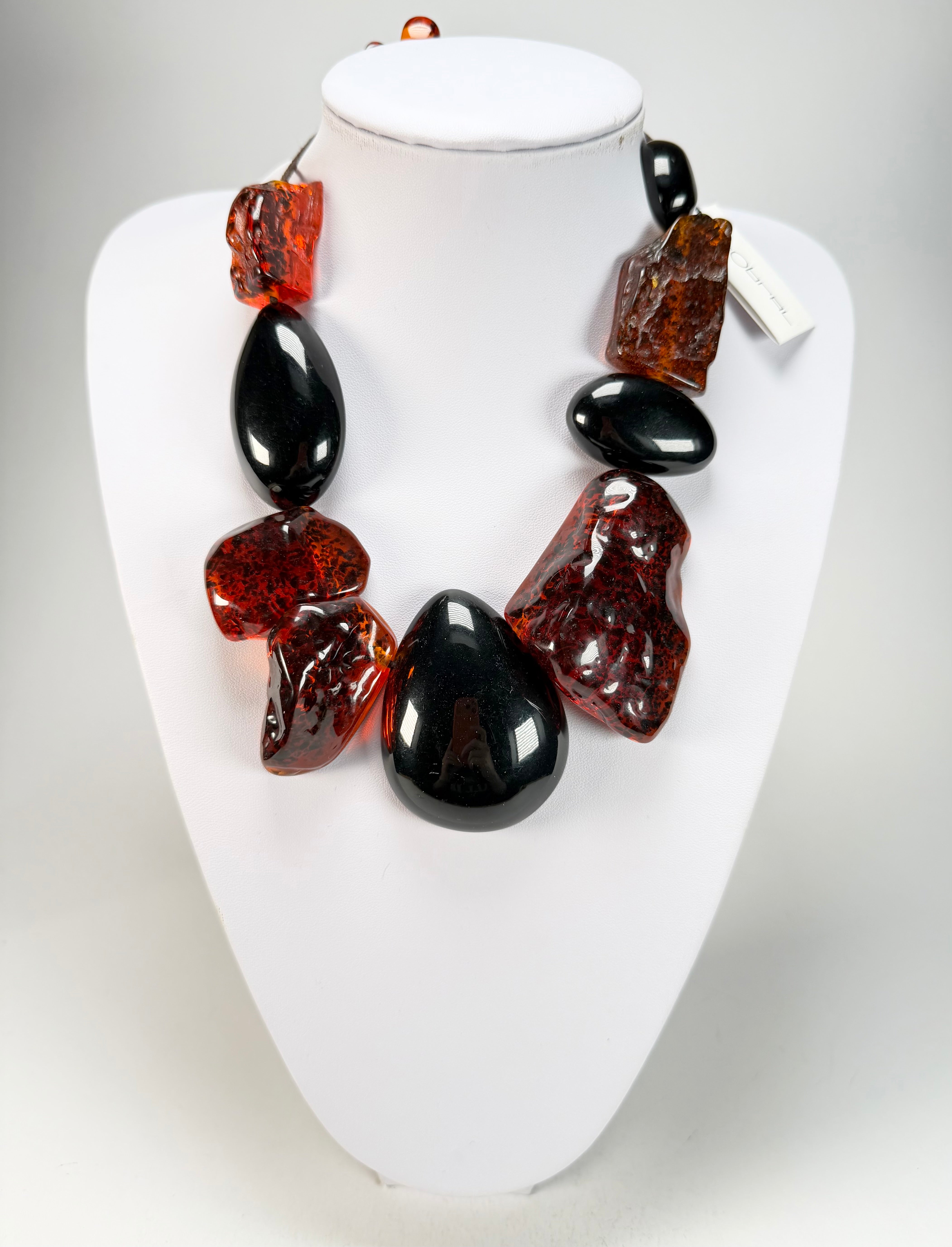 Sobral - Amber & Black "Clave" Studio Creation Resin Necklace ( 000000 )