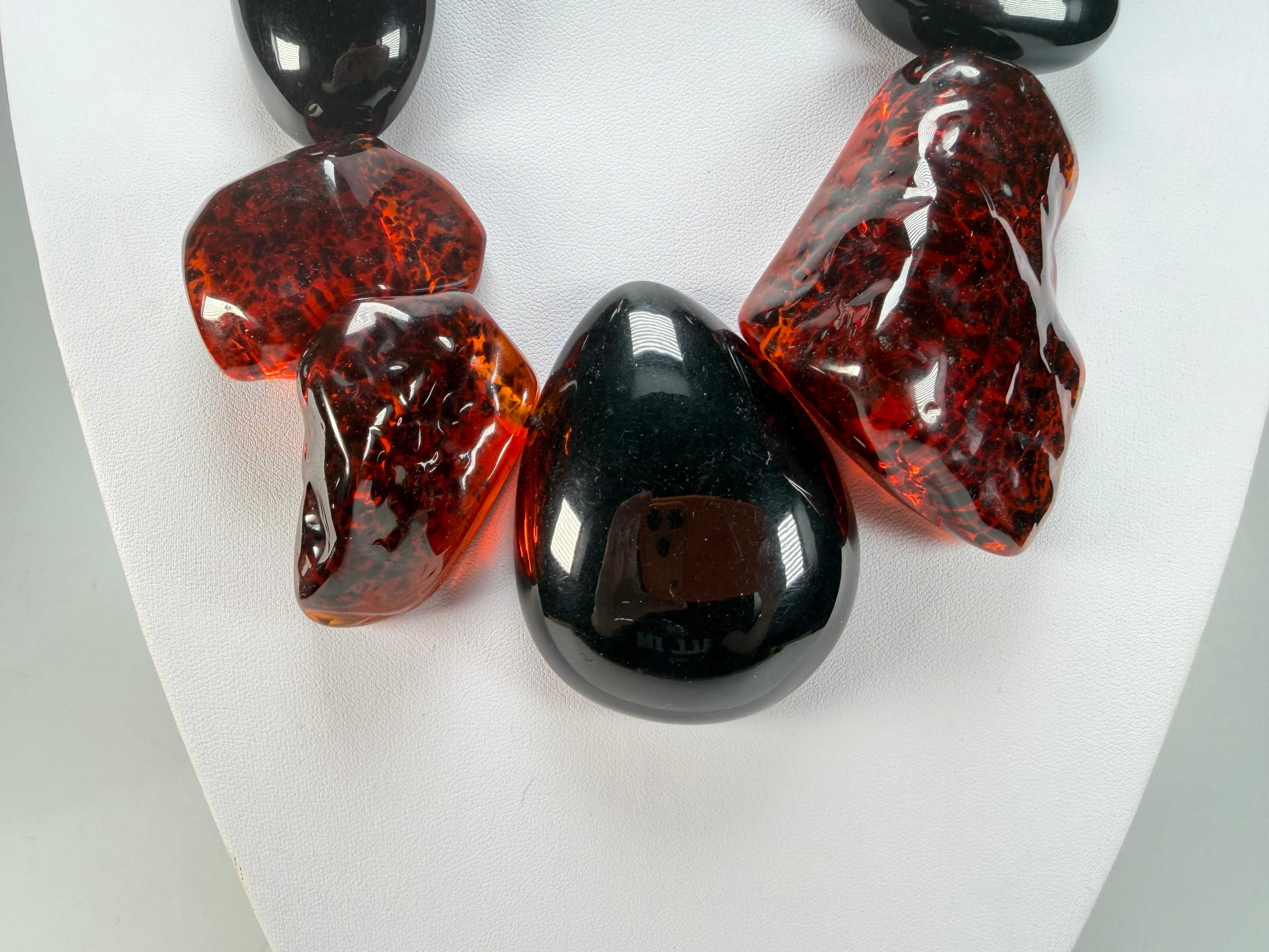 Sobral - Amber & Black "Clave" Studio Creation Resin Necklace ( 000000 )