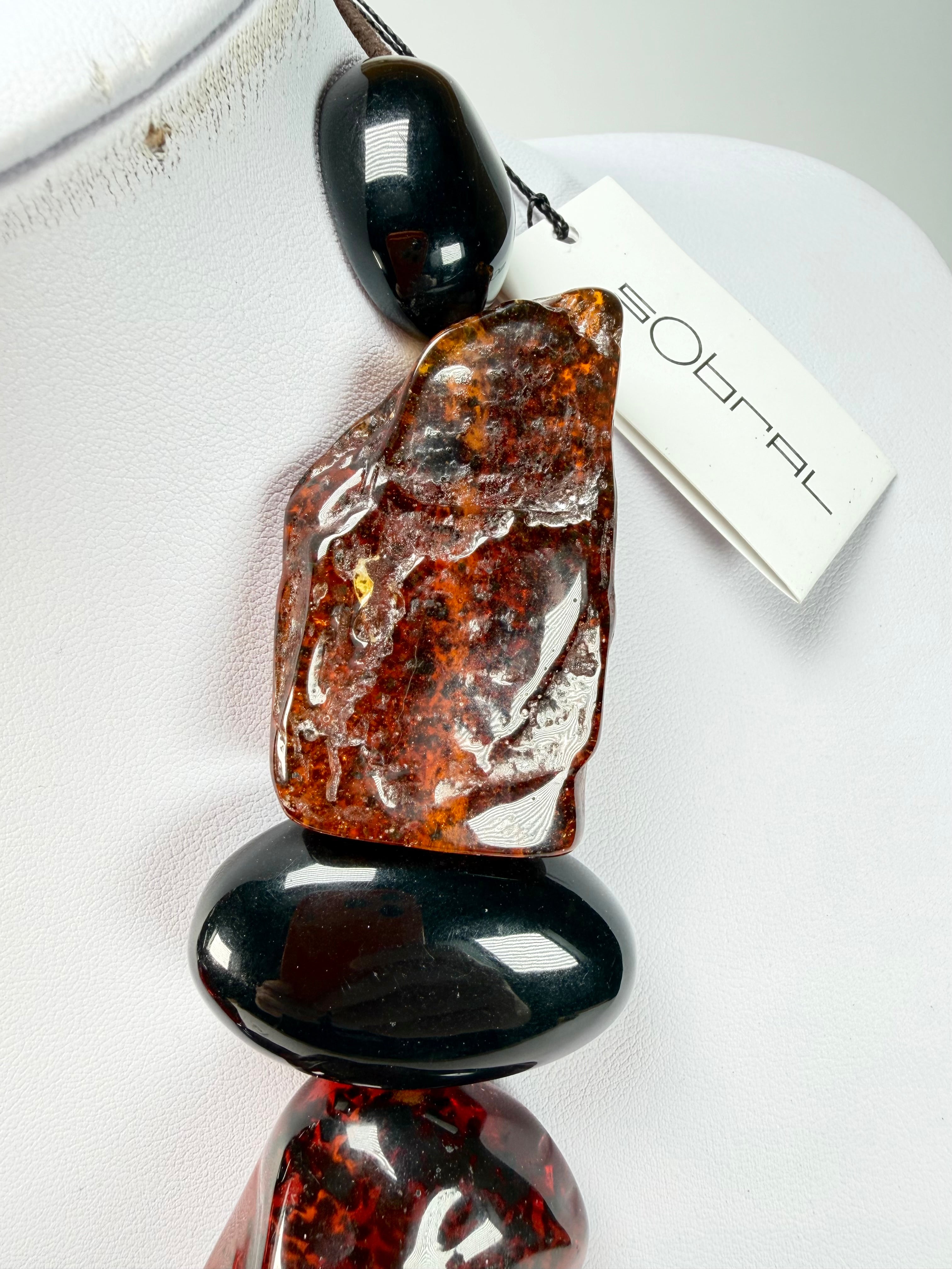 Sobral - Amber & Black "Clave" Studio Creation Resin Necklace ( 000000 )