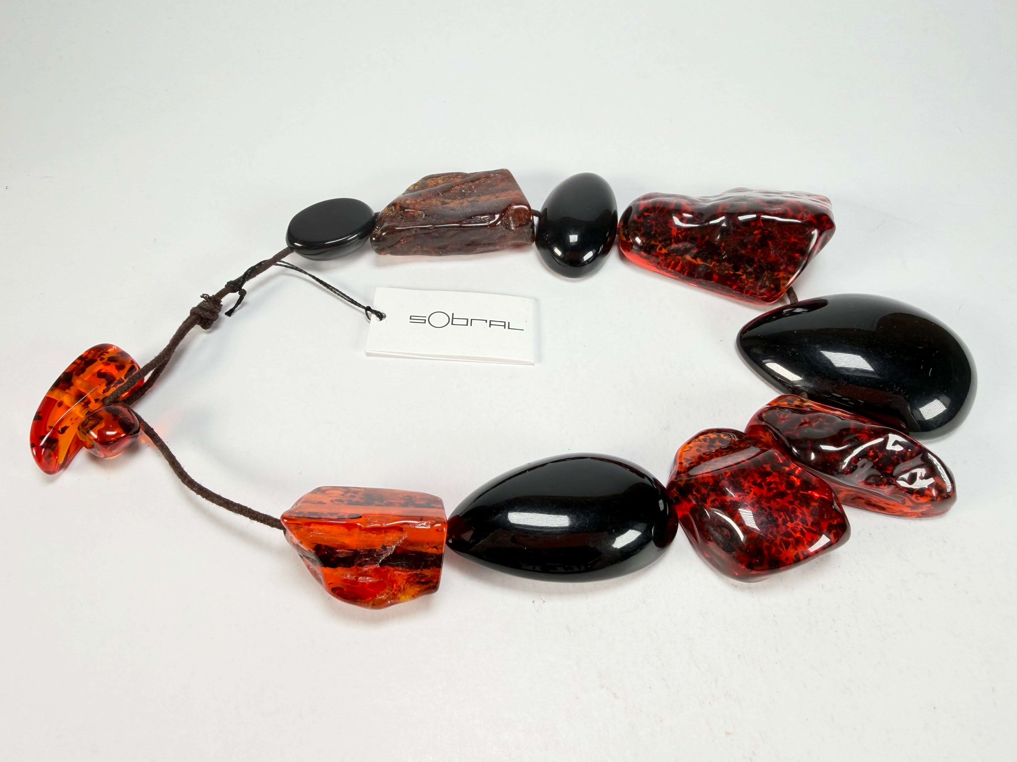 Sobral - Amber & Black "Clave" Studio Creation Resin Necklace ( 000000 )