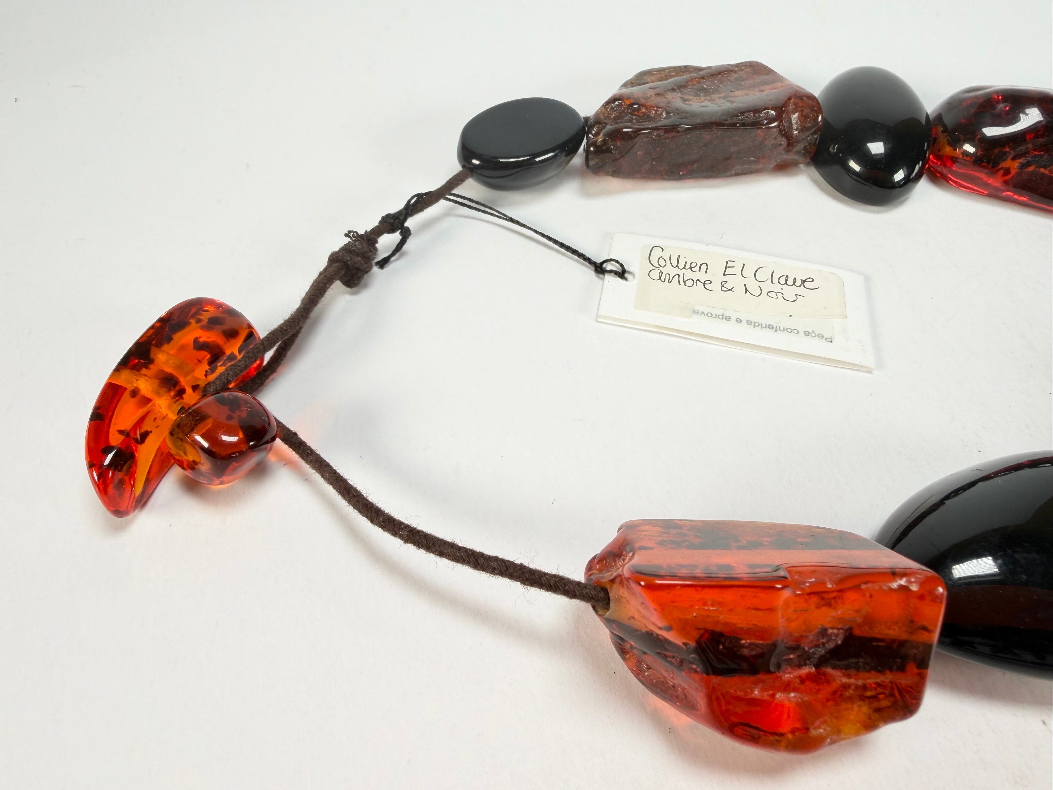 Sobral - Amber & Black "Clave" Studio Creation Resin Necklace ( 000000 )