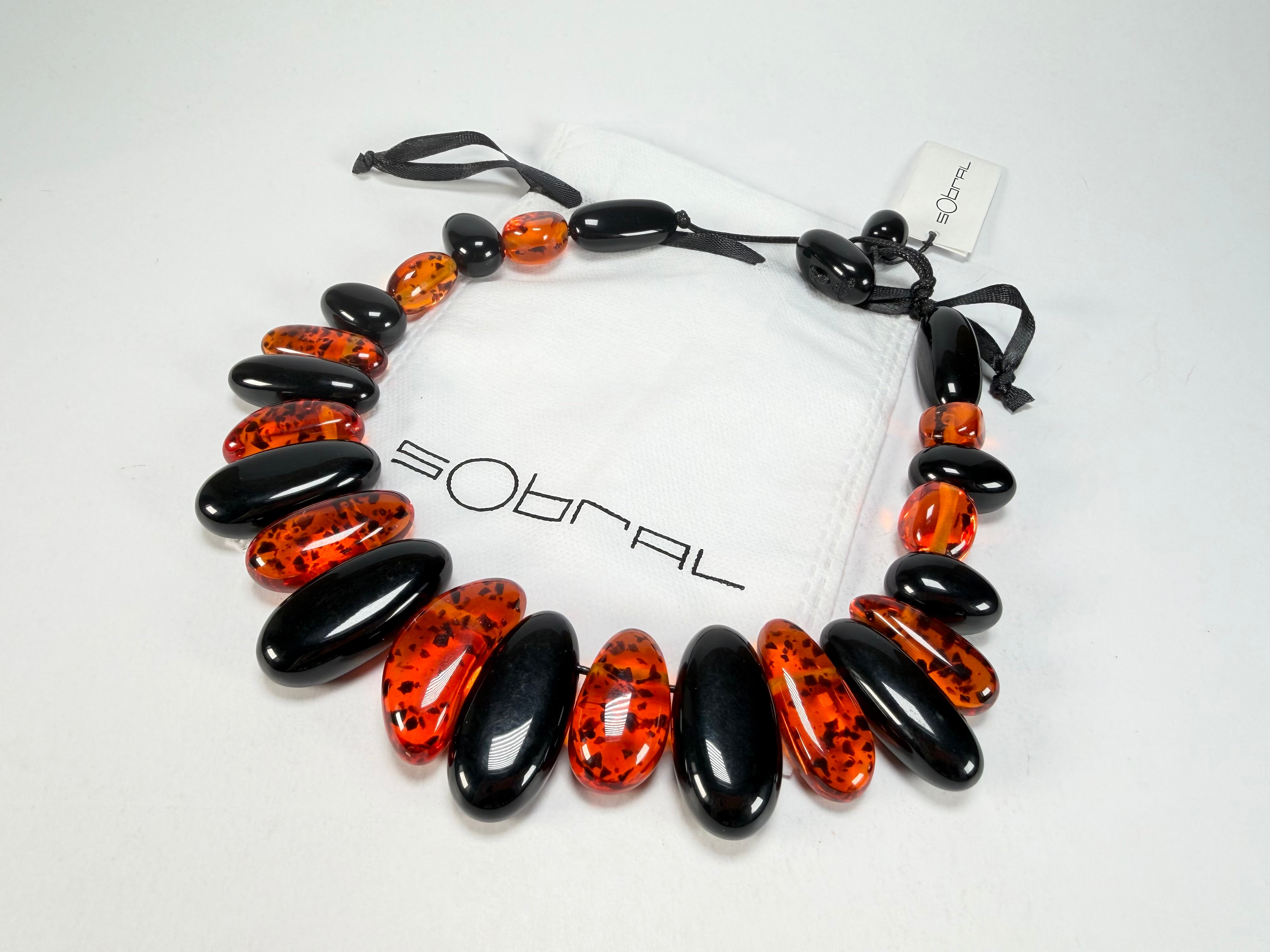 Sobral - Amber & Black "Monica" Studio Creation Resin Necklace ( 000000 )