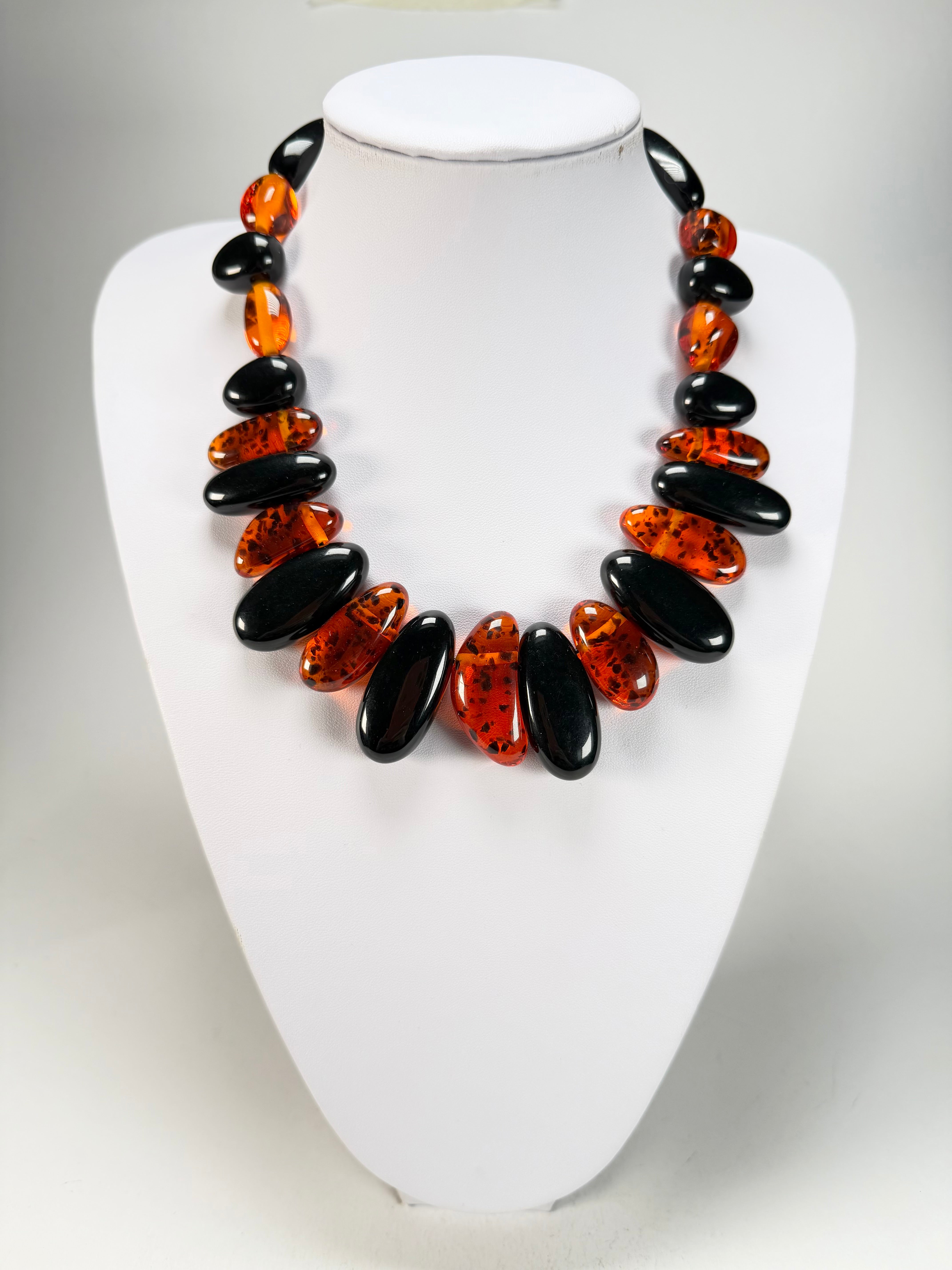 Sobral - Amber & Black "Monica" Studio Creation Resin Necklace ( 000000 )
