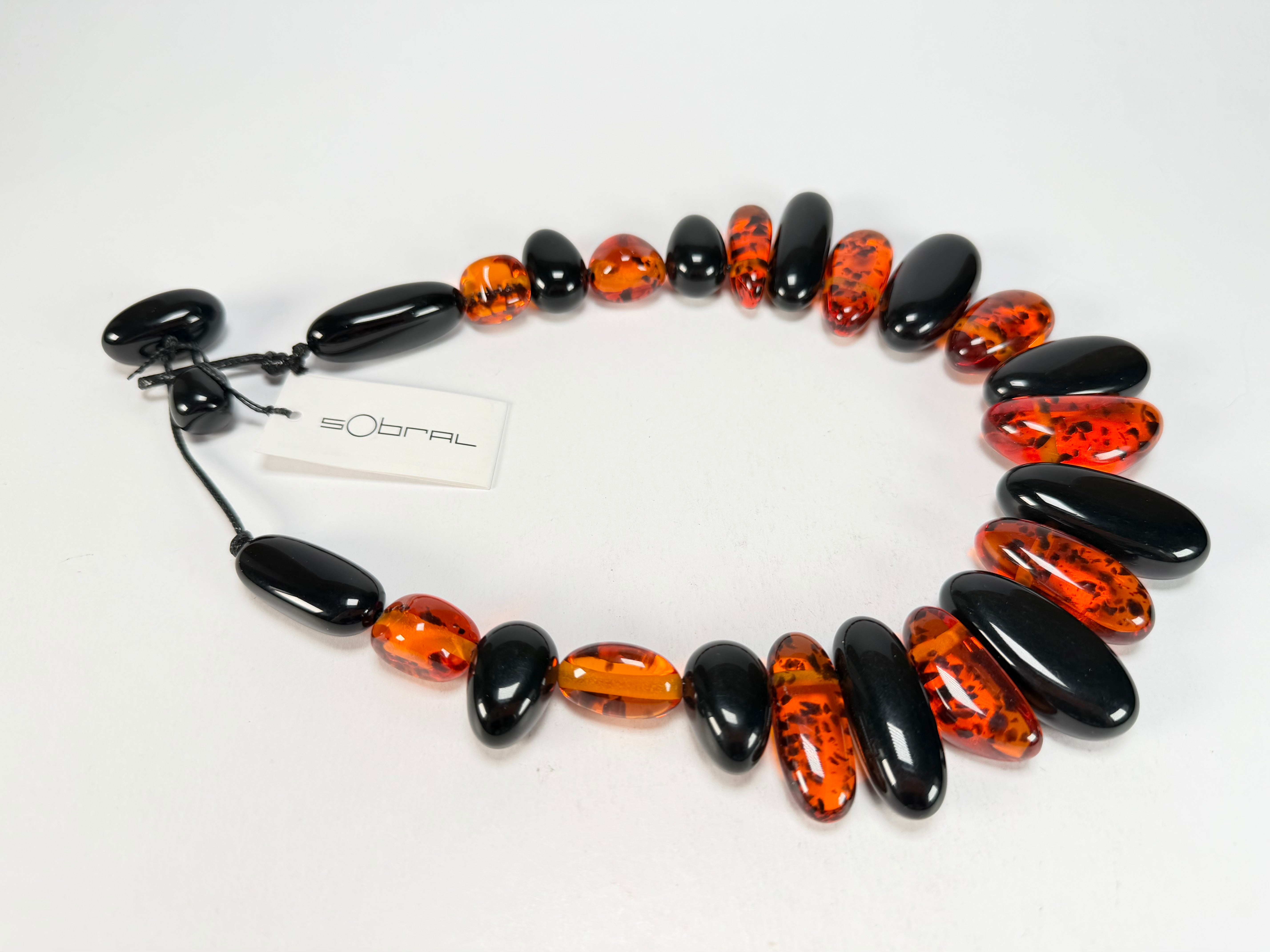 Sobral - Amber & Black "Monica" Studio Creation Resin Necklace ( 000000 )