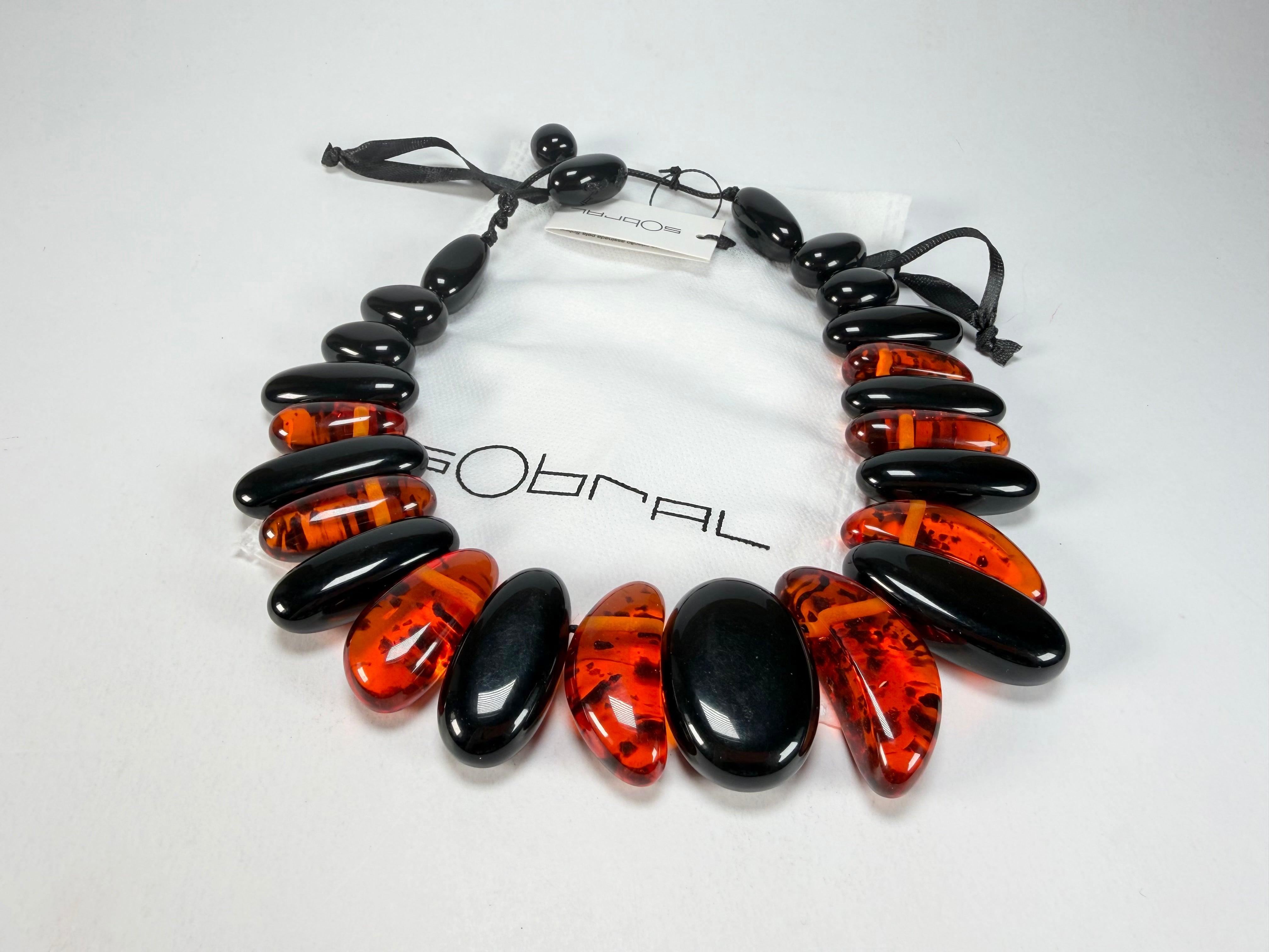 Sobral - Amber & Black "Monic" Studio Creation Resin Necklace ( 000000 )