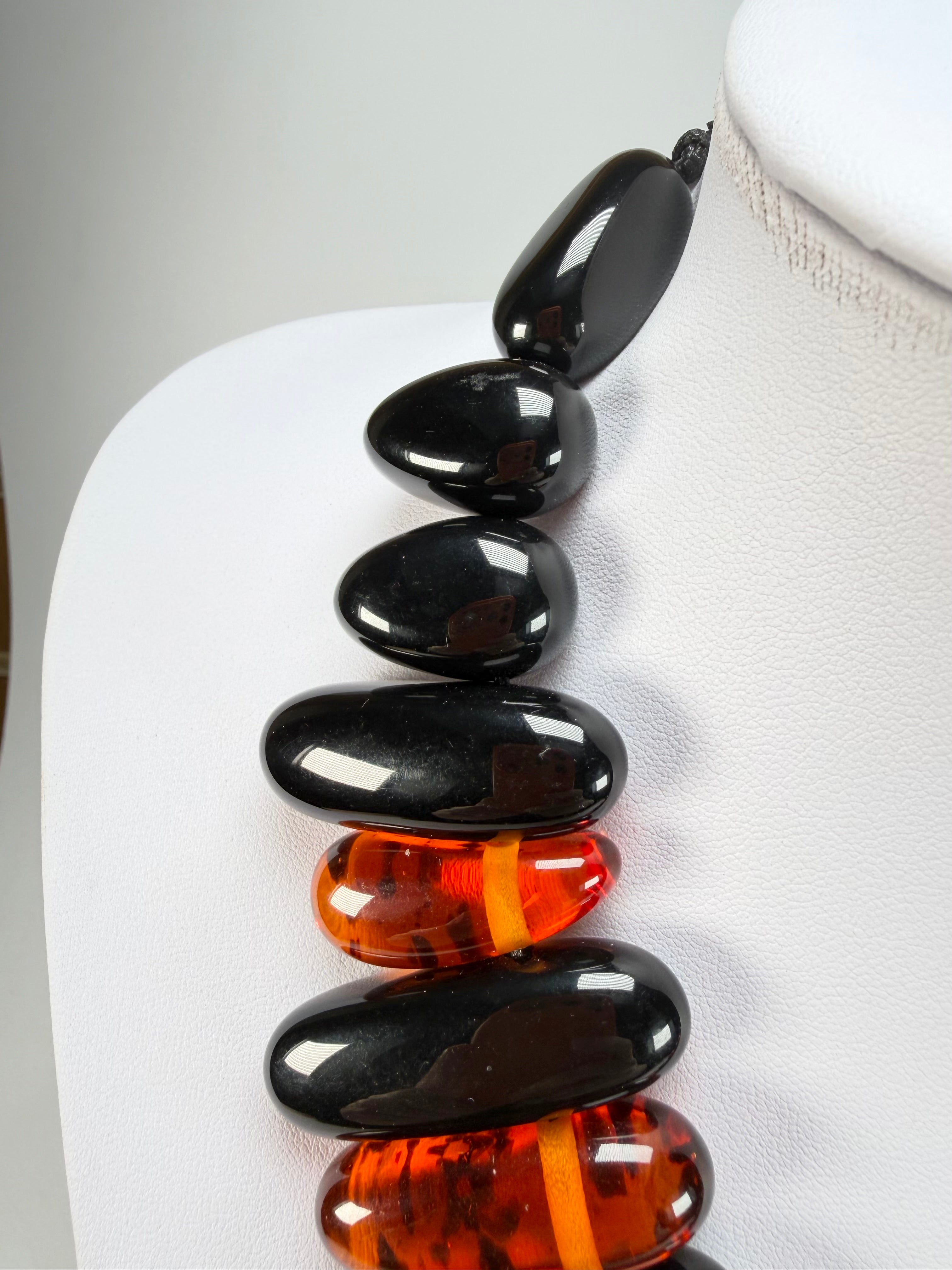 Sobral - Amber & Black "Monic" Studio Creation Resin Necklace ( 000000 )