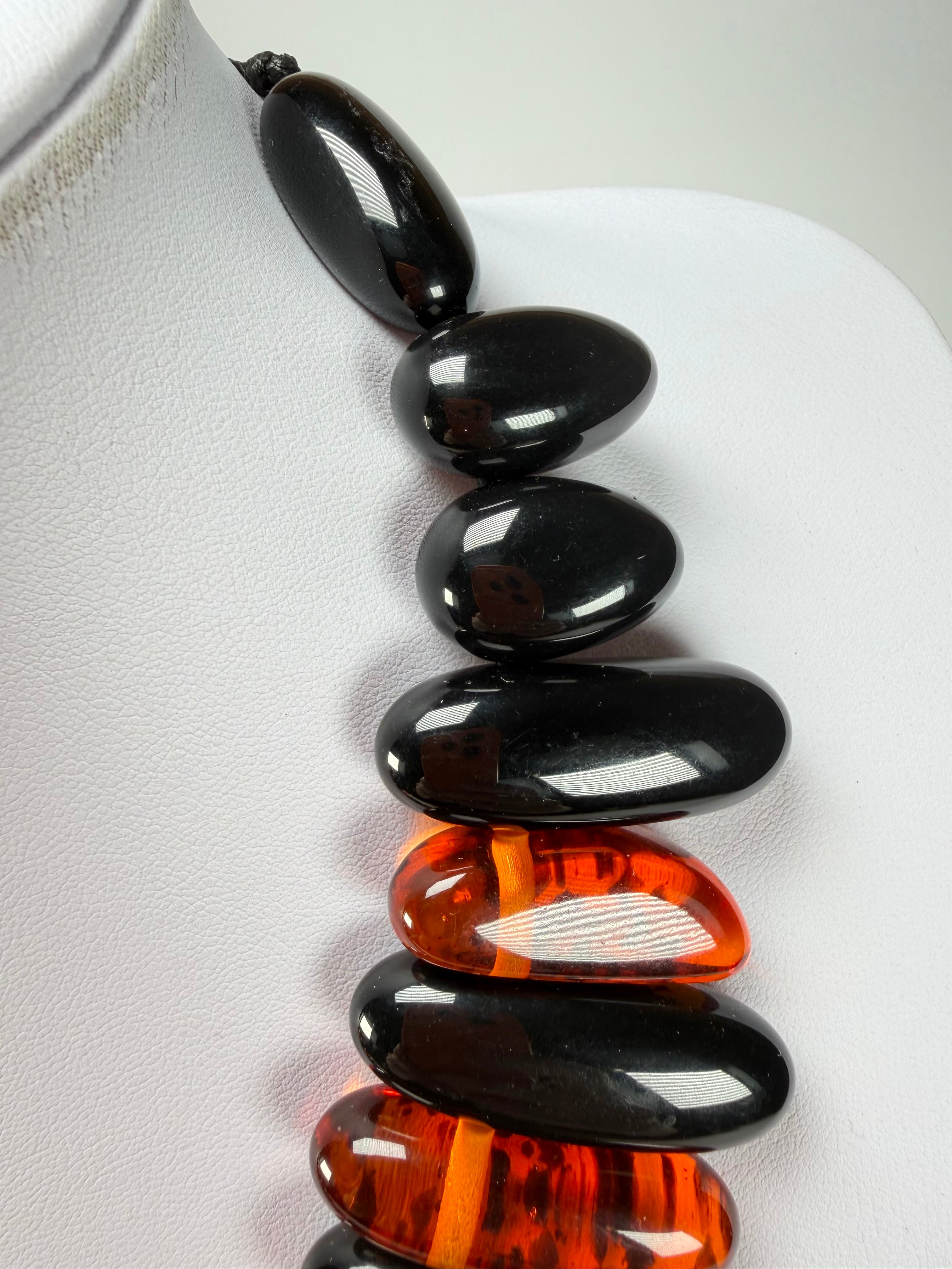 Sobral - Amber & Black "Monic" Studio Creation Resin Necklace ( 000000 )