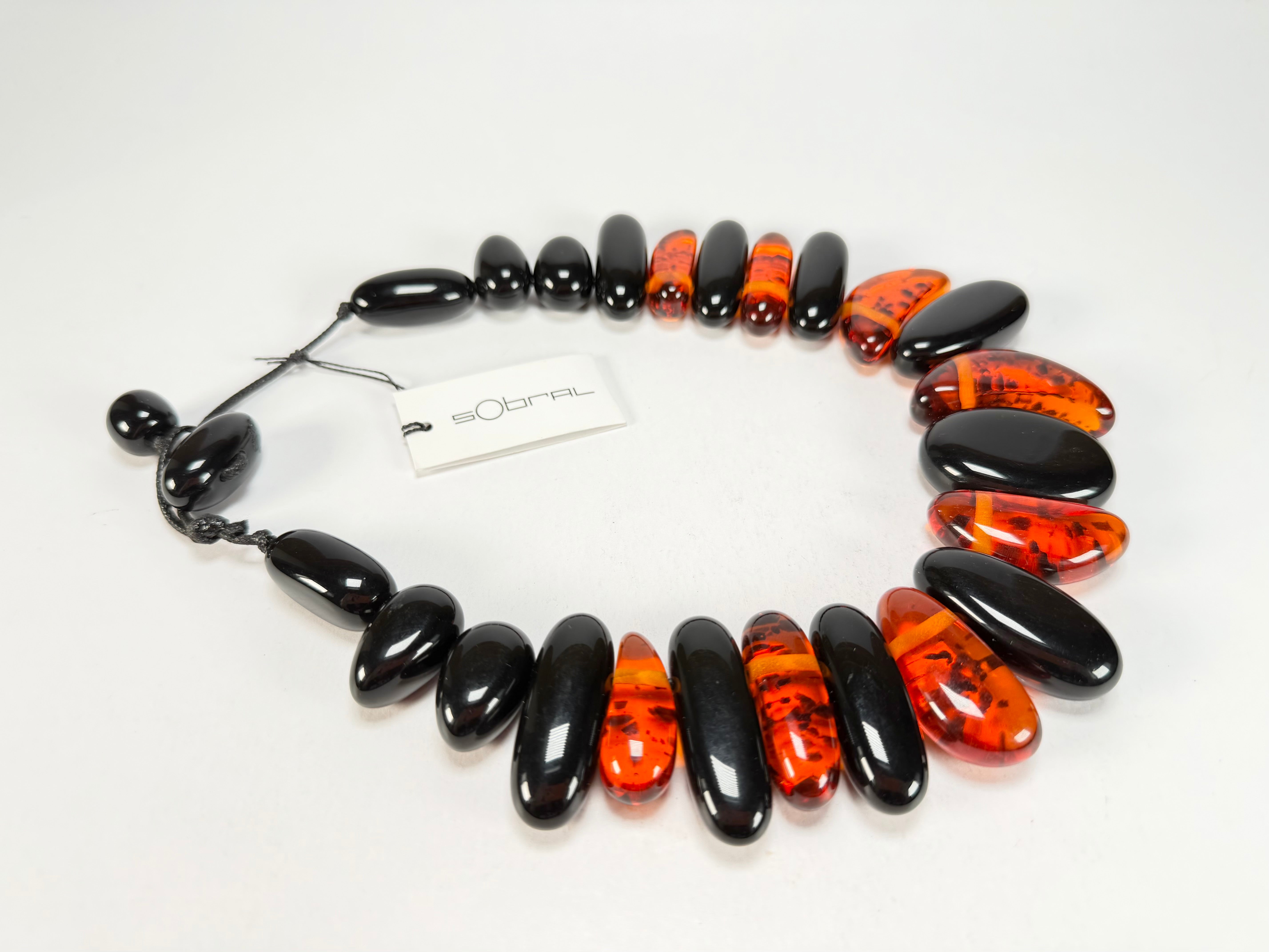 Sobral - Amber & Black "Monic" Studio Creation Resin Necklace ( 000000 )