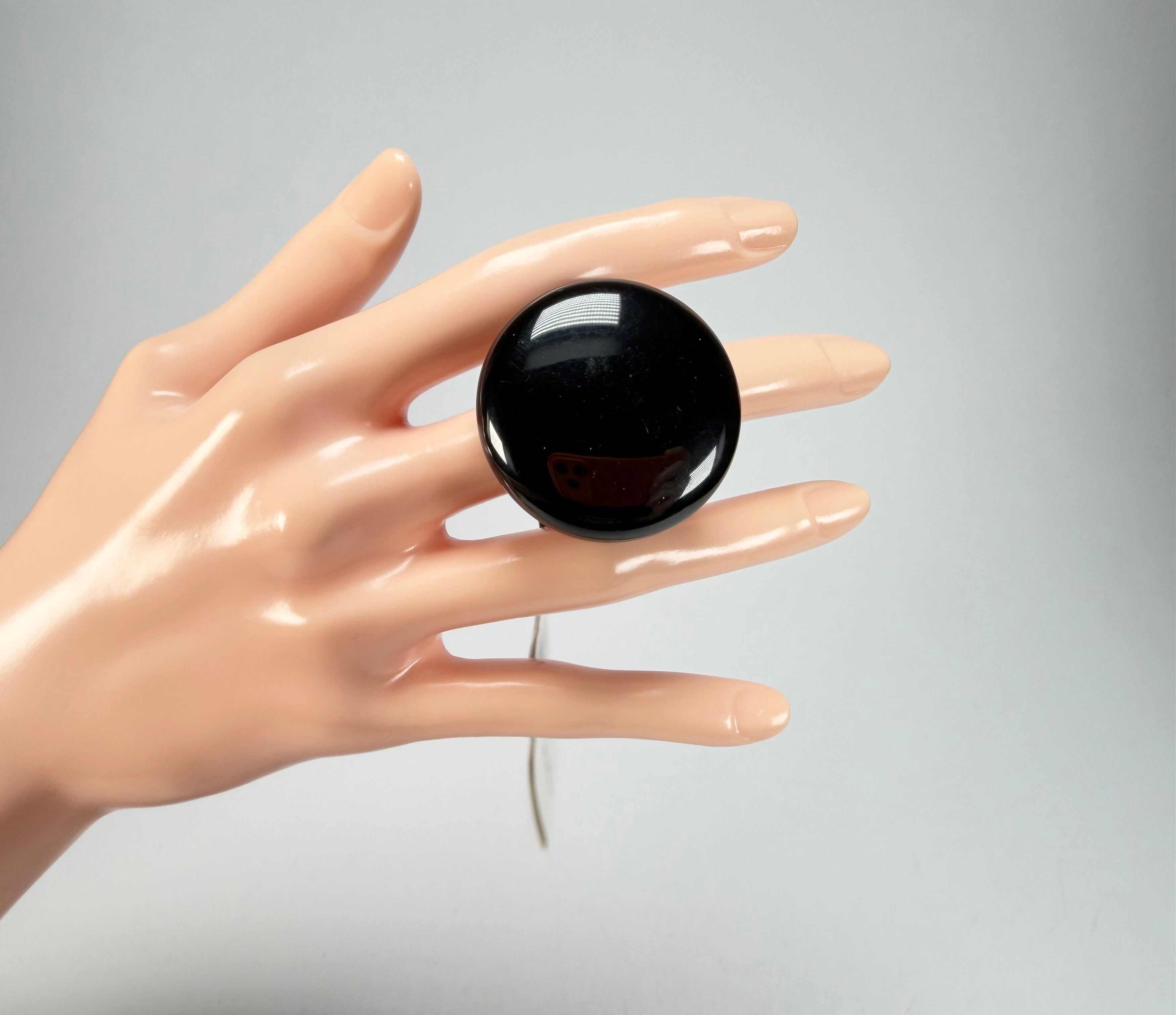 Sobral - Preto "Bead" Black Resin Ring ( 004764 ) - Size UK O / US 7