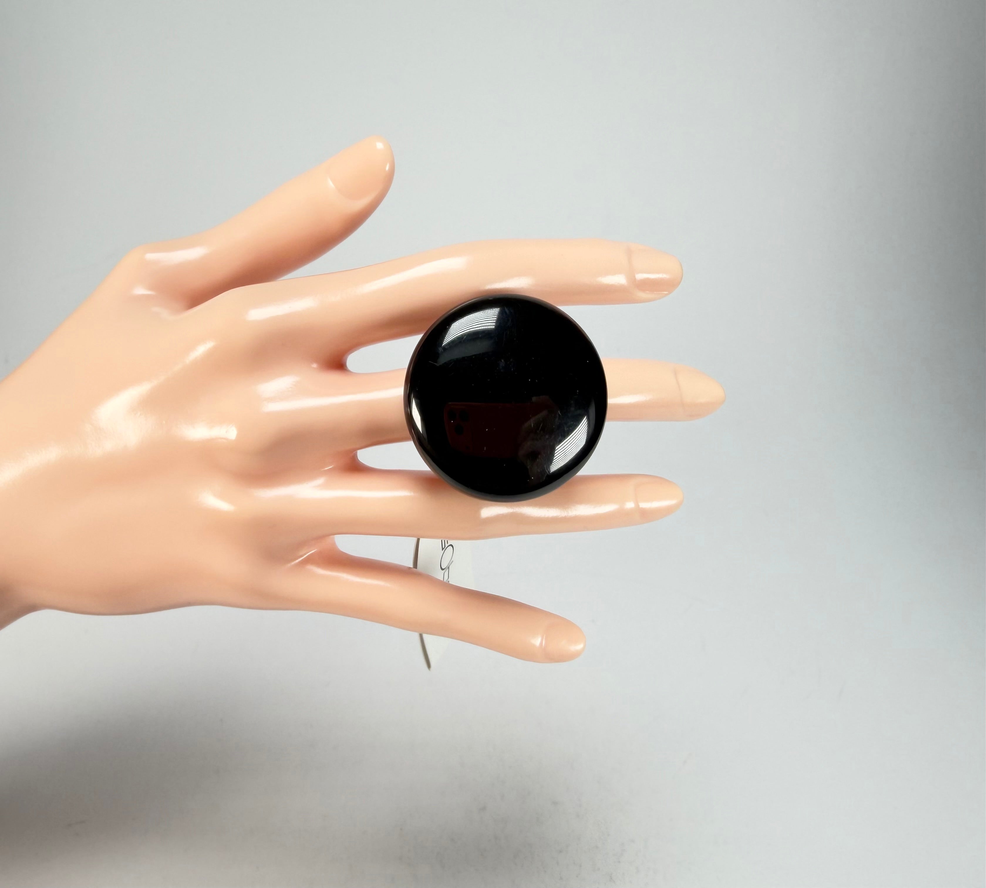 Sobral - Preto "Bead" Black Resin Ring ( 004764 ) - Size UK O / US 7