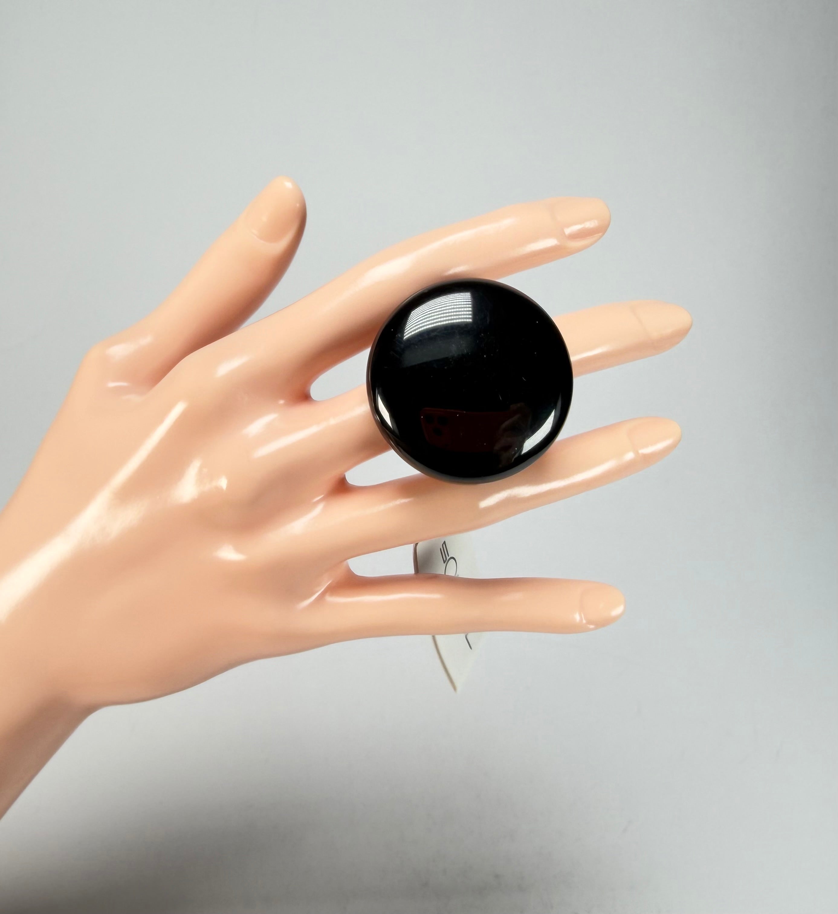 Sobral - Preto "Bead" Black Resin Ring ( 004764 ) - Size UK O / US 7