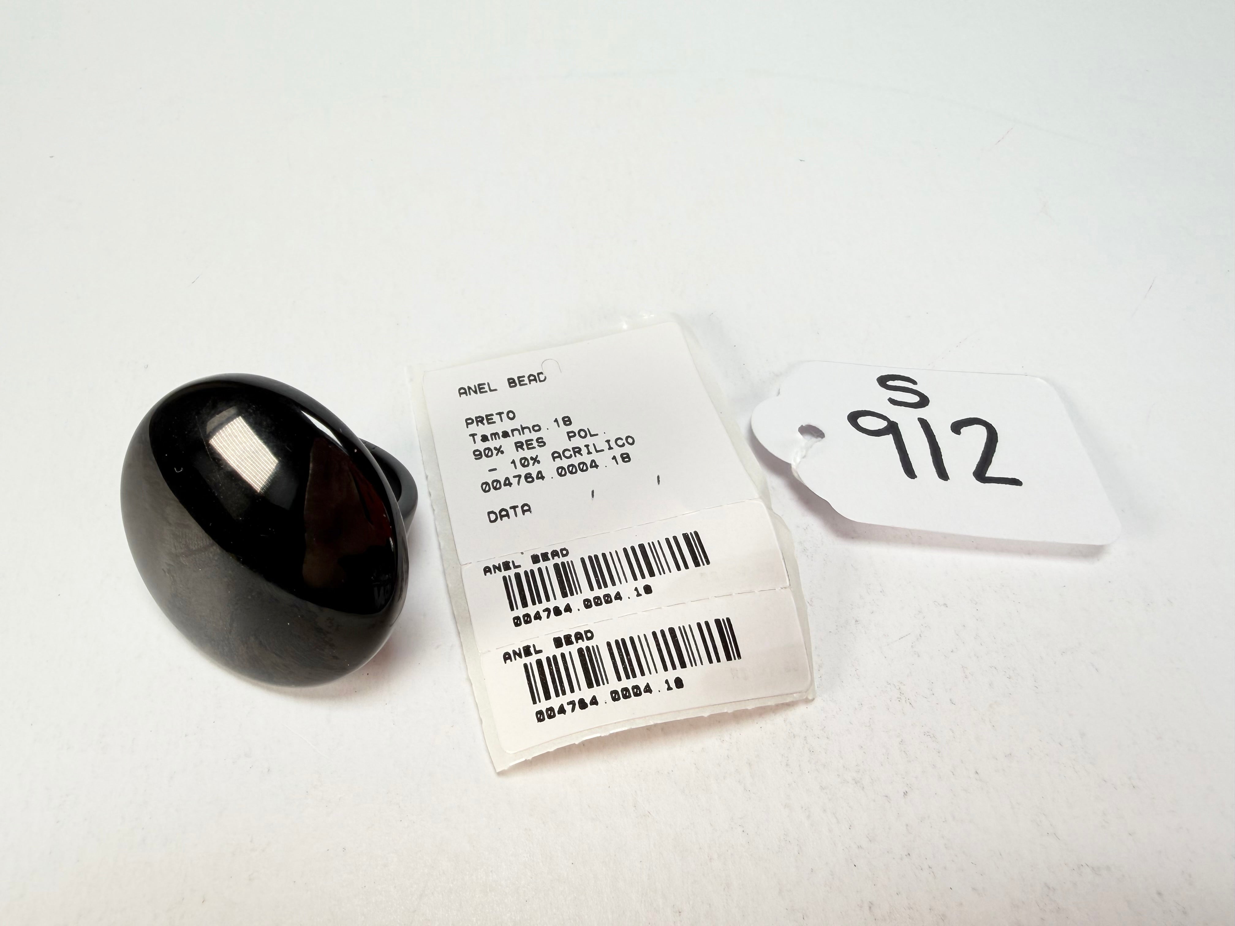 Sobral - Preto "Bead" Black Resin Ring ( 004764 ) - Size UK P / US 7.5
