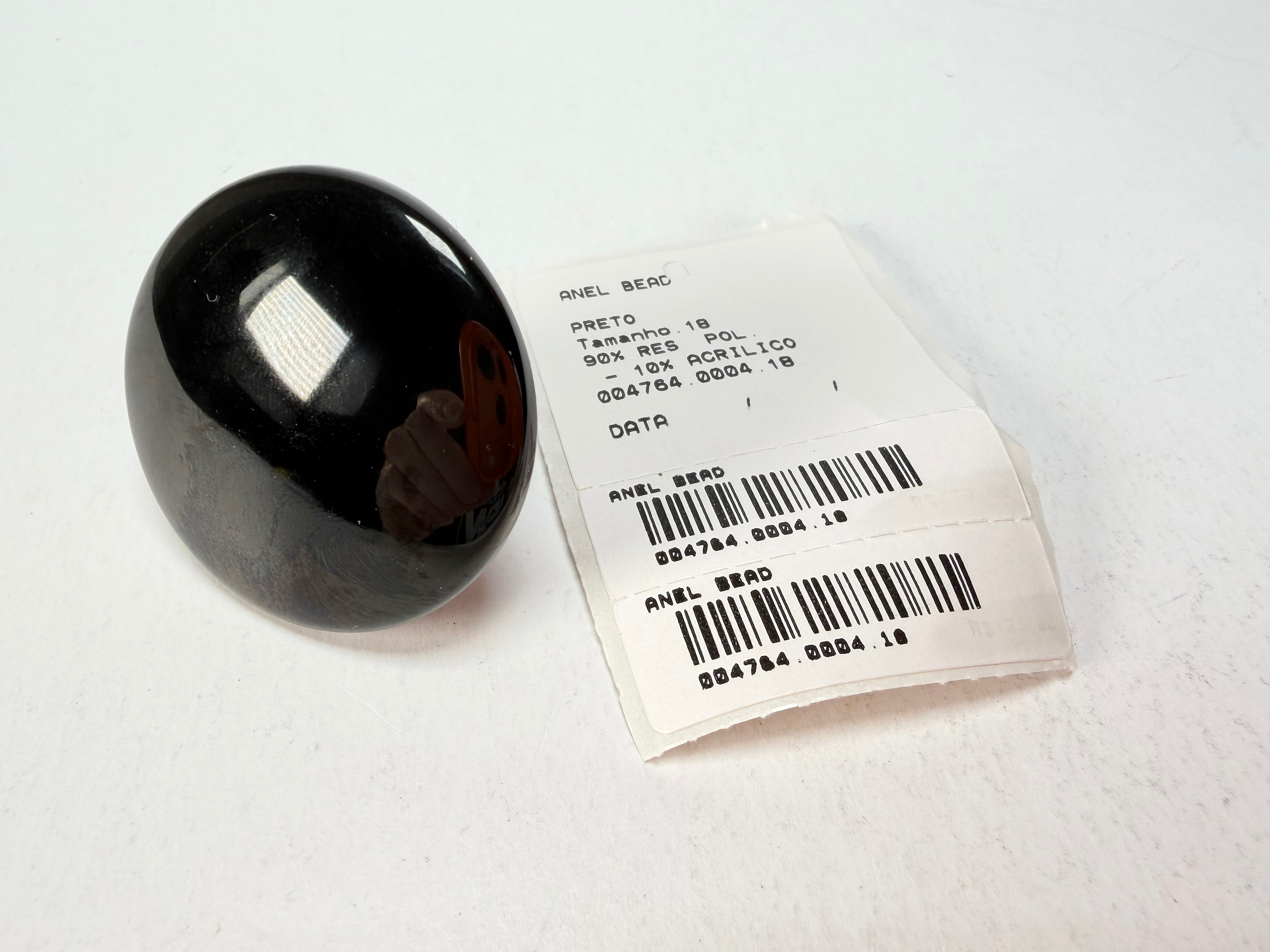 Sobral - Preto "Bead" Black Resin Ring ( 004764 ) - Size UK P / US 7.5