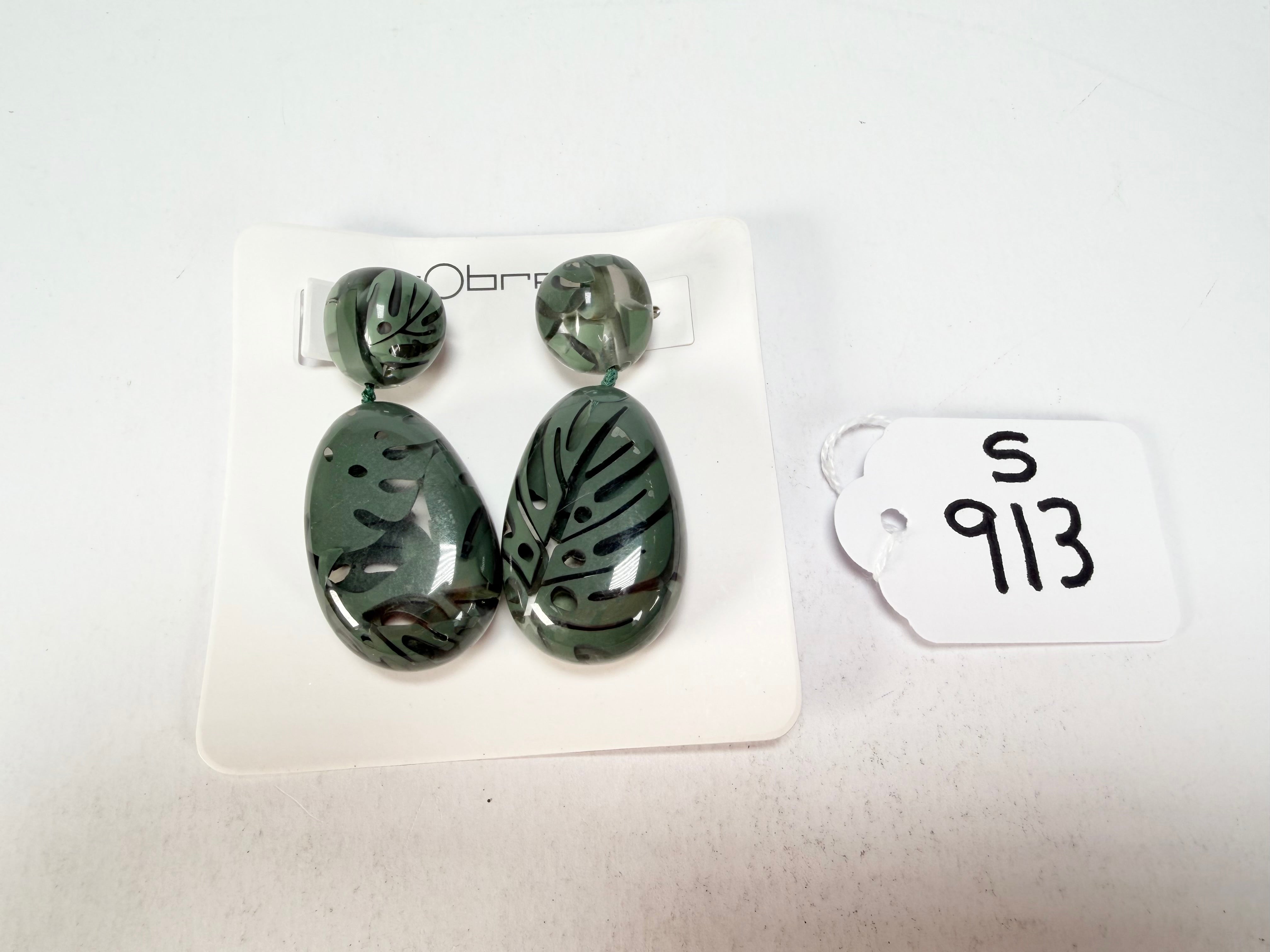 Sobral - Costela de Adão "Petrolina" Resin Earrings ( 005498 )