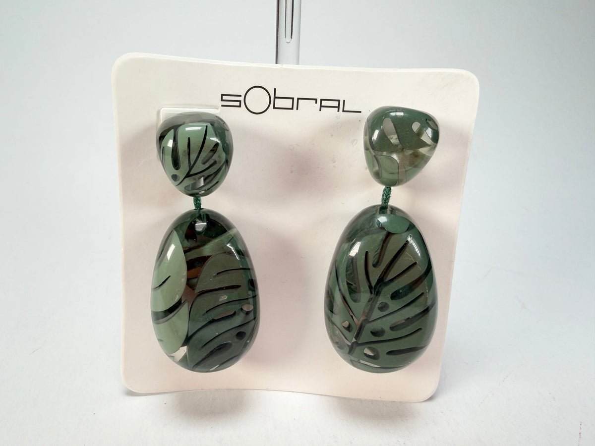 Sobral - Costela de Adão "Petrolina" Resin Earrings ( 005498 )