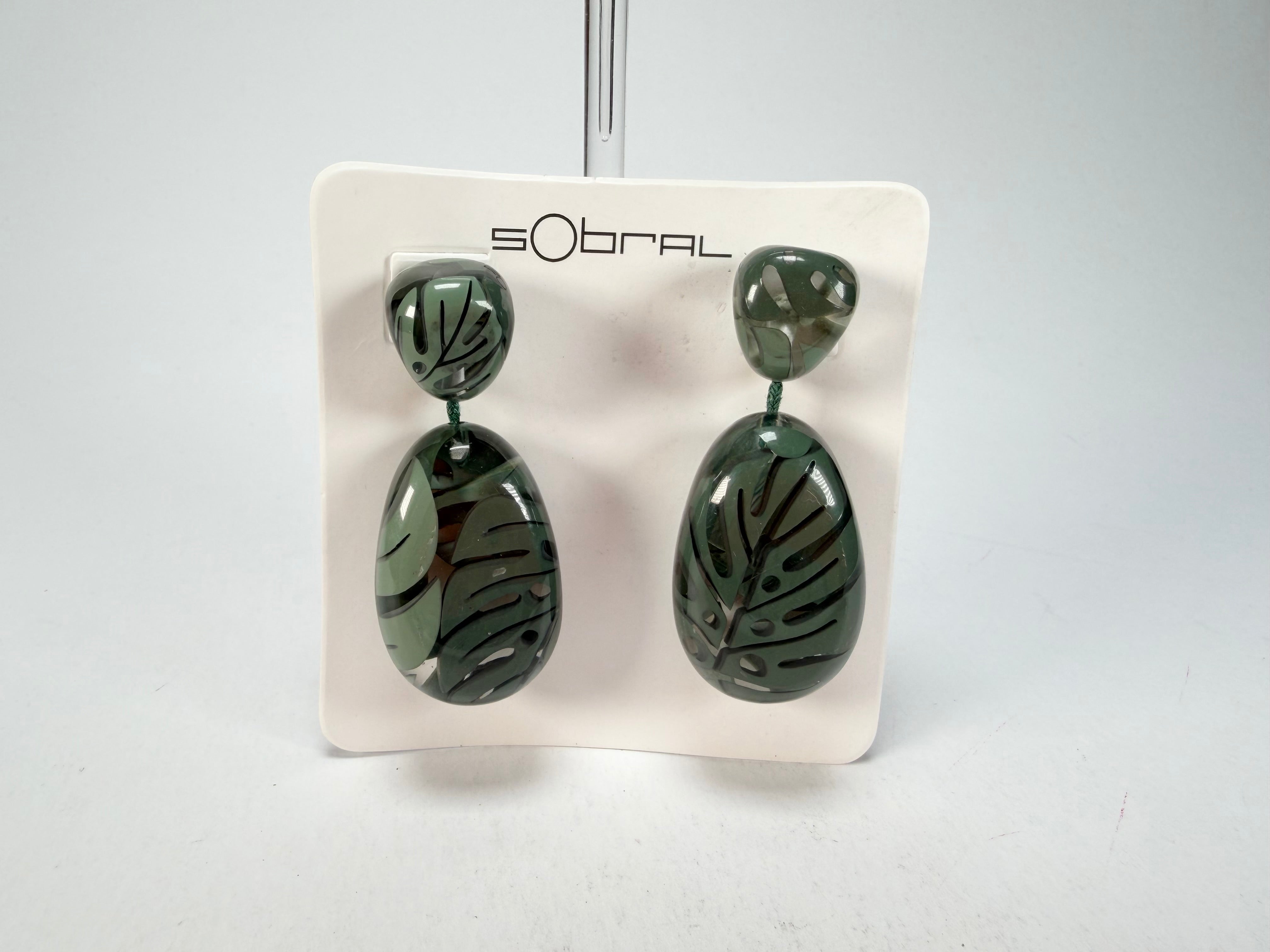 Sobral - Costela de Adão "Petrolina" Resin Earrings ( 005498 )