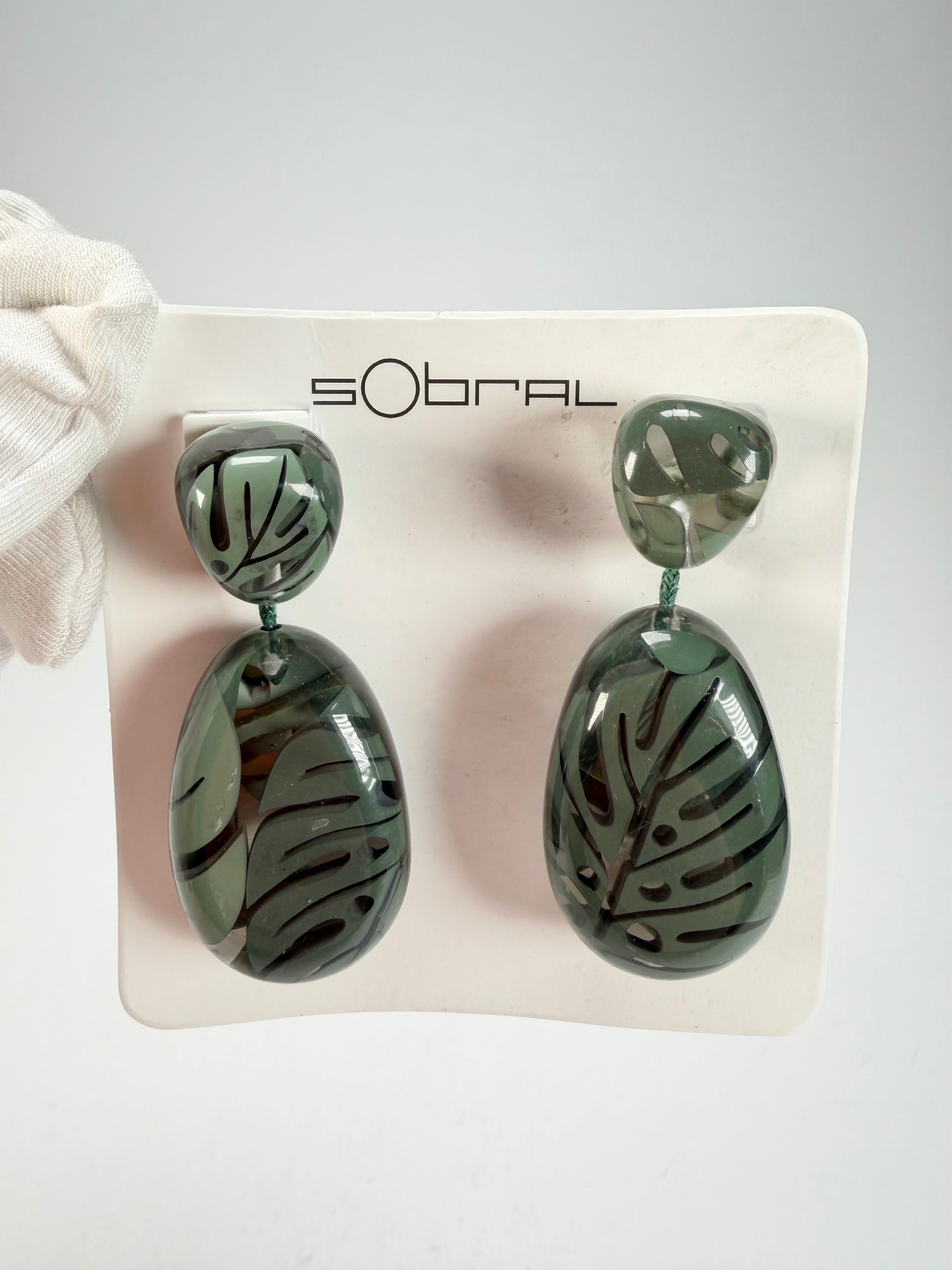 Sobral - Costela de Adão "Petrolina" Resin Earrings ( 005498 )