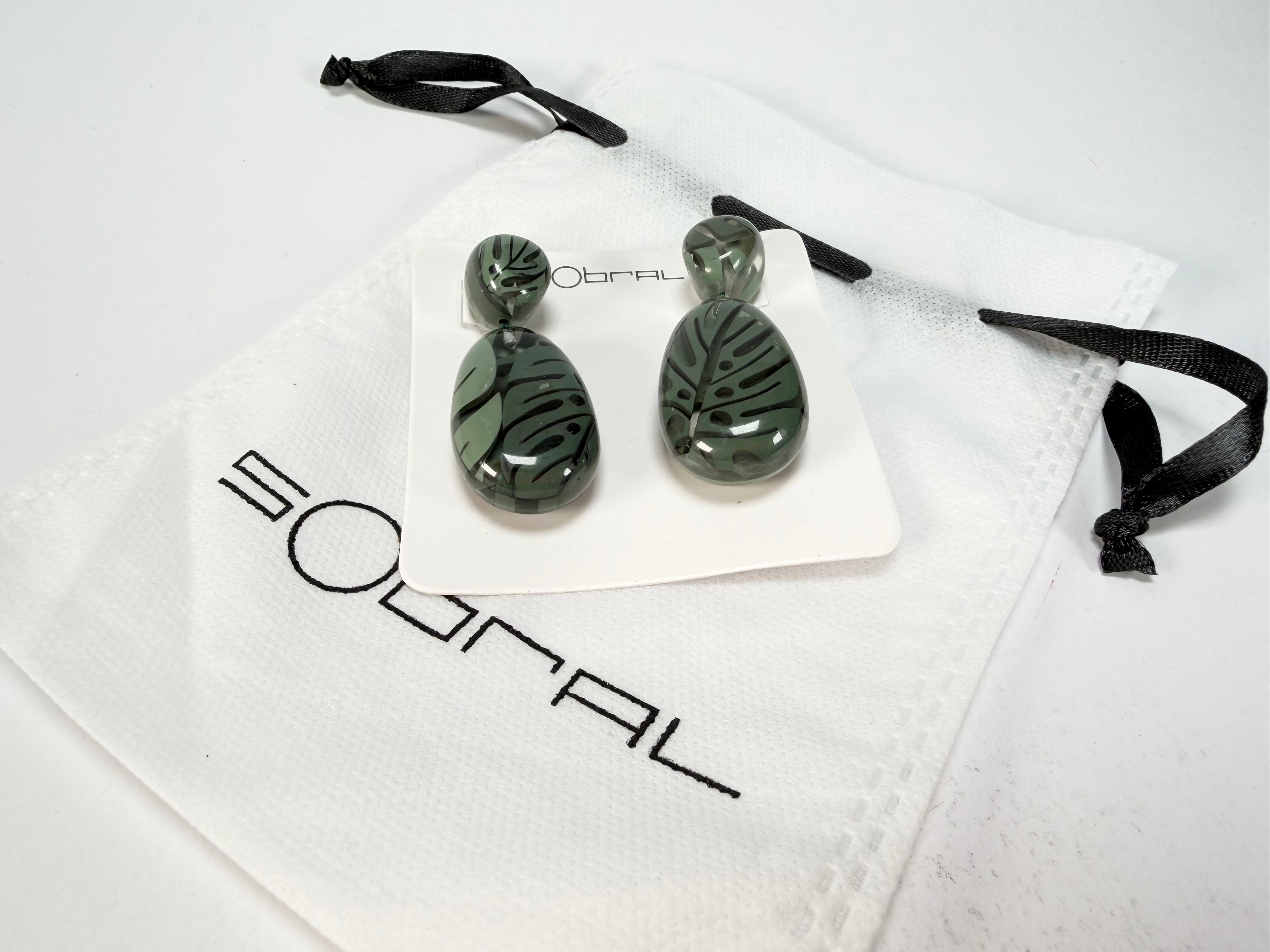 Sobral - Costela de Adão "Petrolina" Resin Earrings ( 005498 )