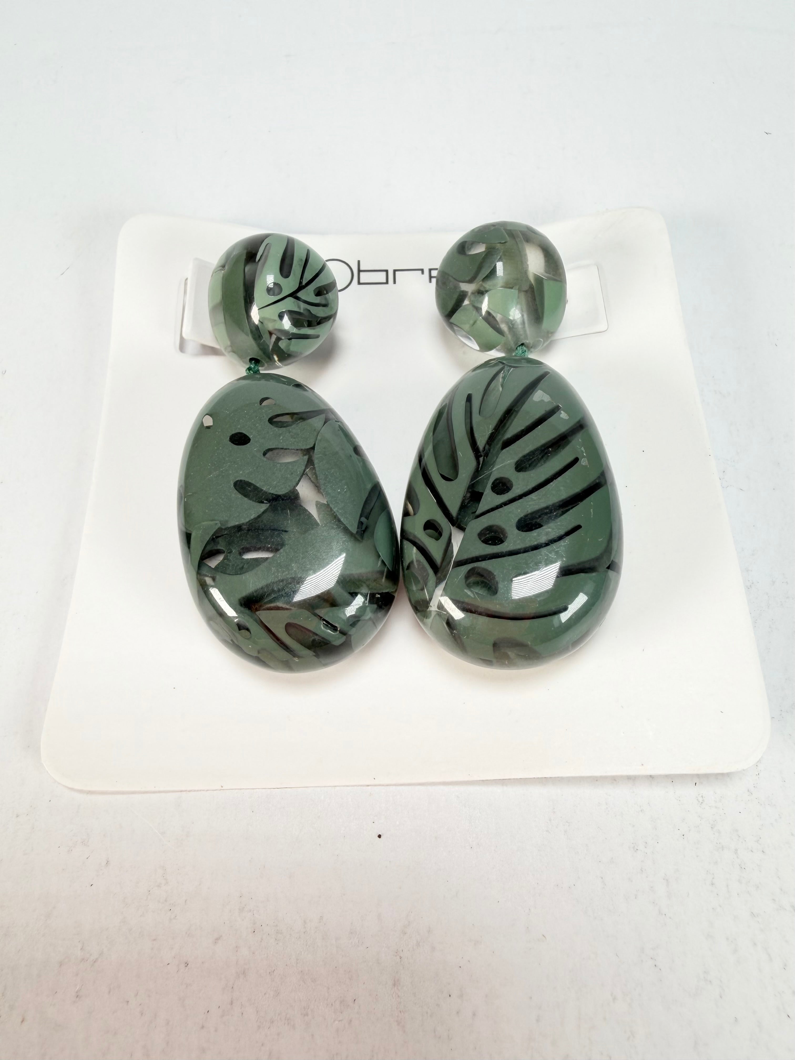 Sobral - Costela de Adão "Petrolina" Resin Earrings ( 005498 )