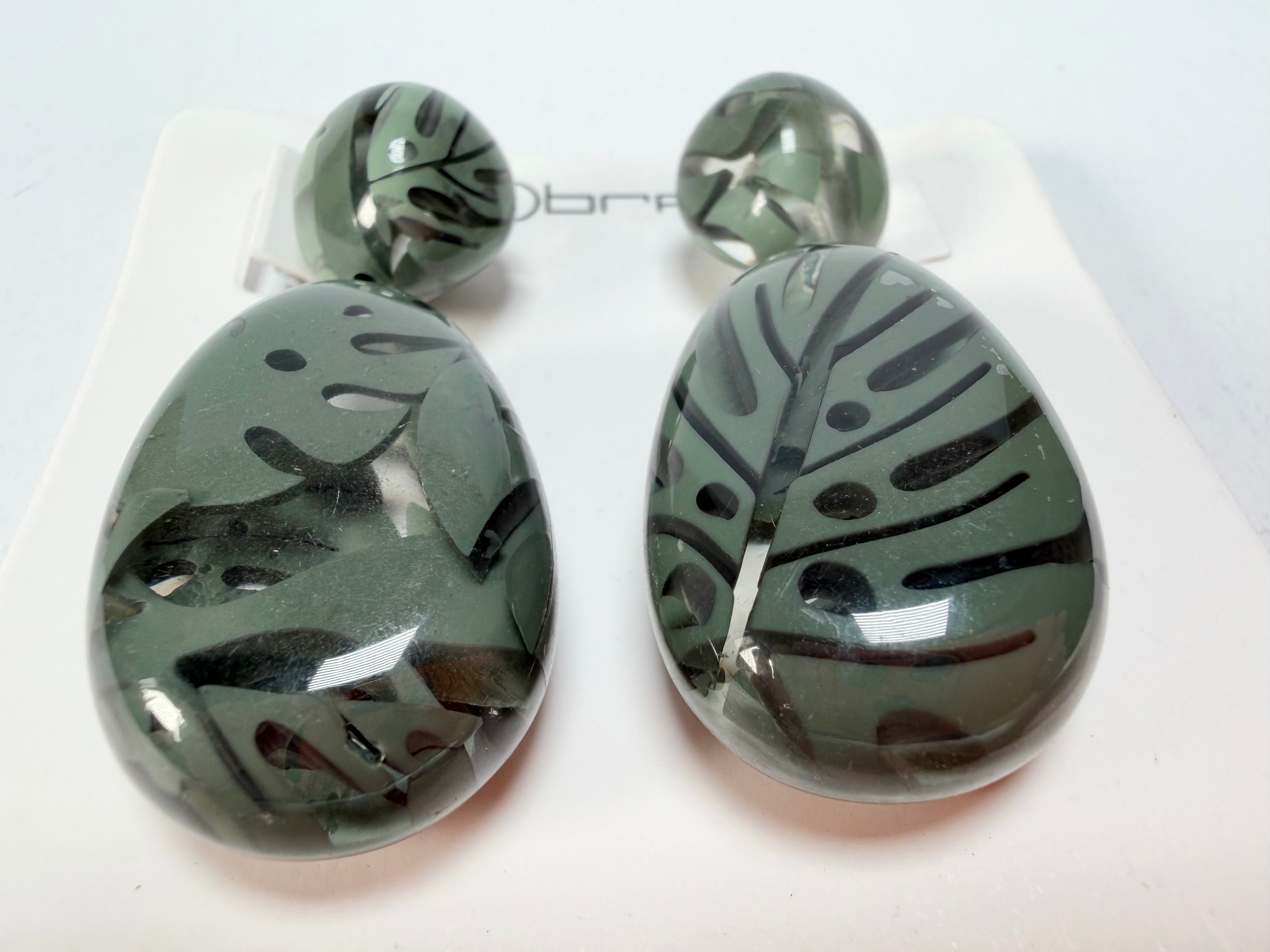 Sobral - Costela de Adão "Petrolina" Resin Earrings ( 005498 )
