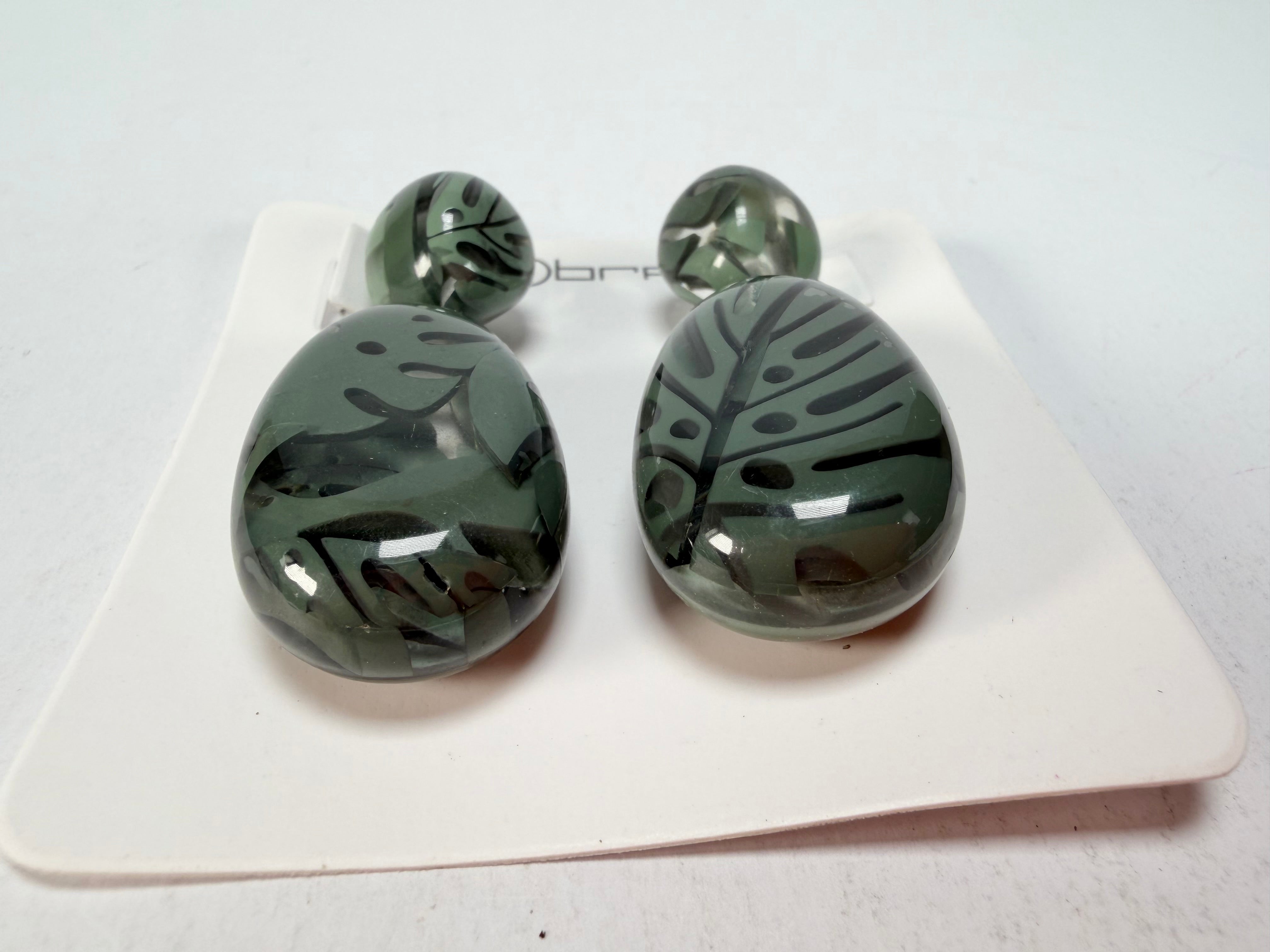 Sobral - Costela de Adão "Petrolina" Resin Earrings ( 005498 )