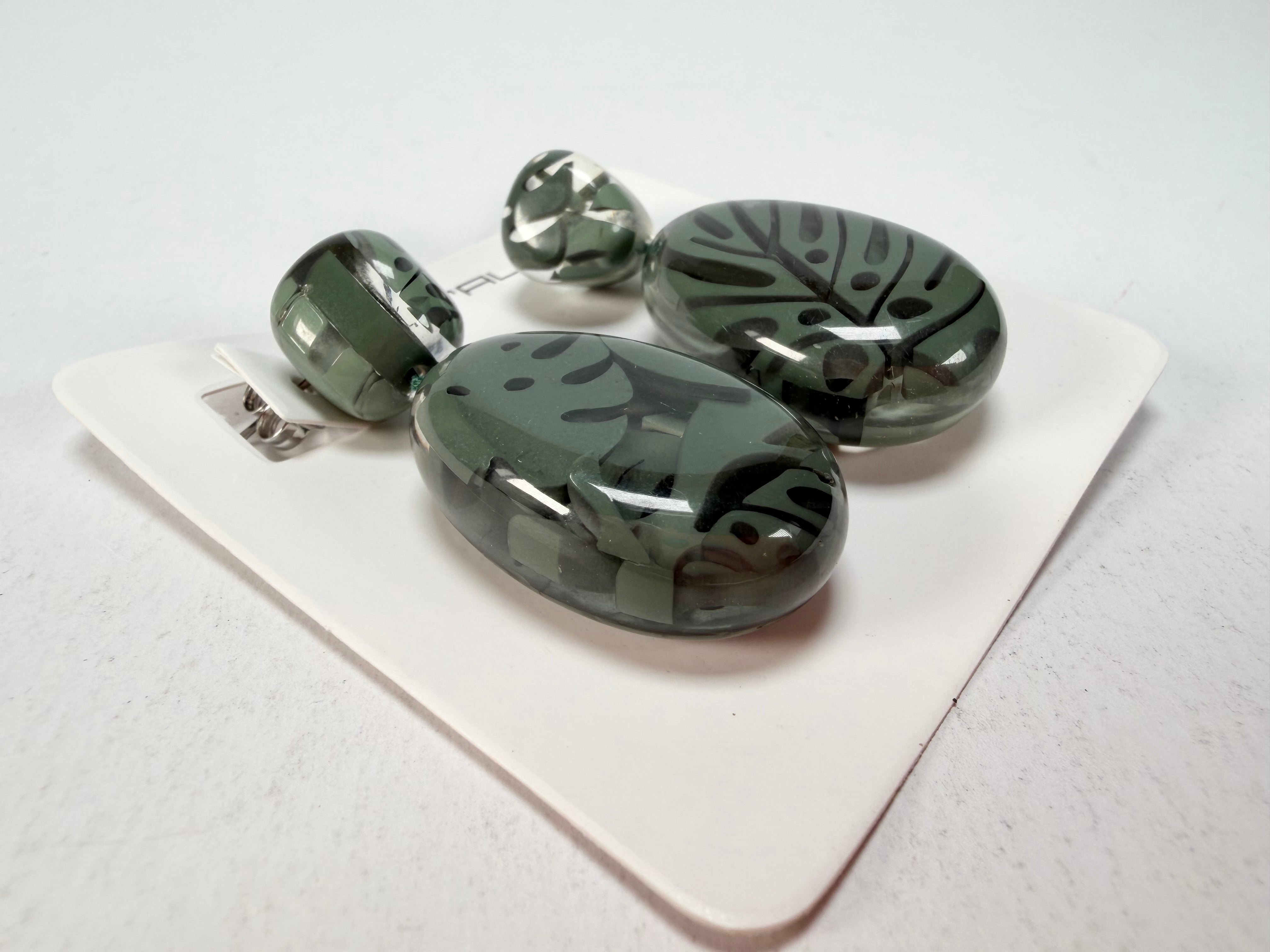 Sobral - Costela de Adão "Petrolina" Resin Earrings ( 005498 )