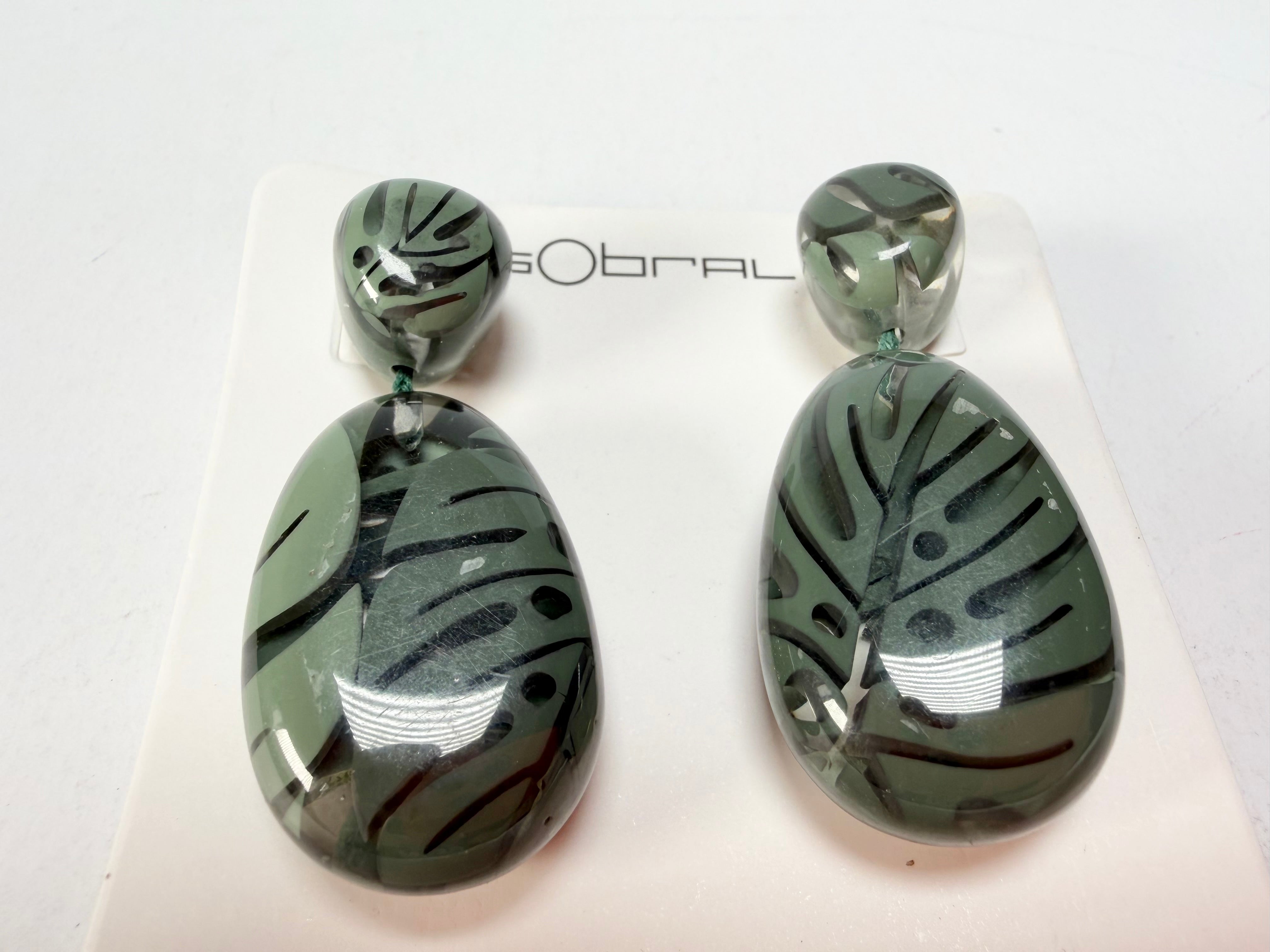 Sobral - Costela de Adão "Petrolina" Resin Earrings ( 005498 )