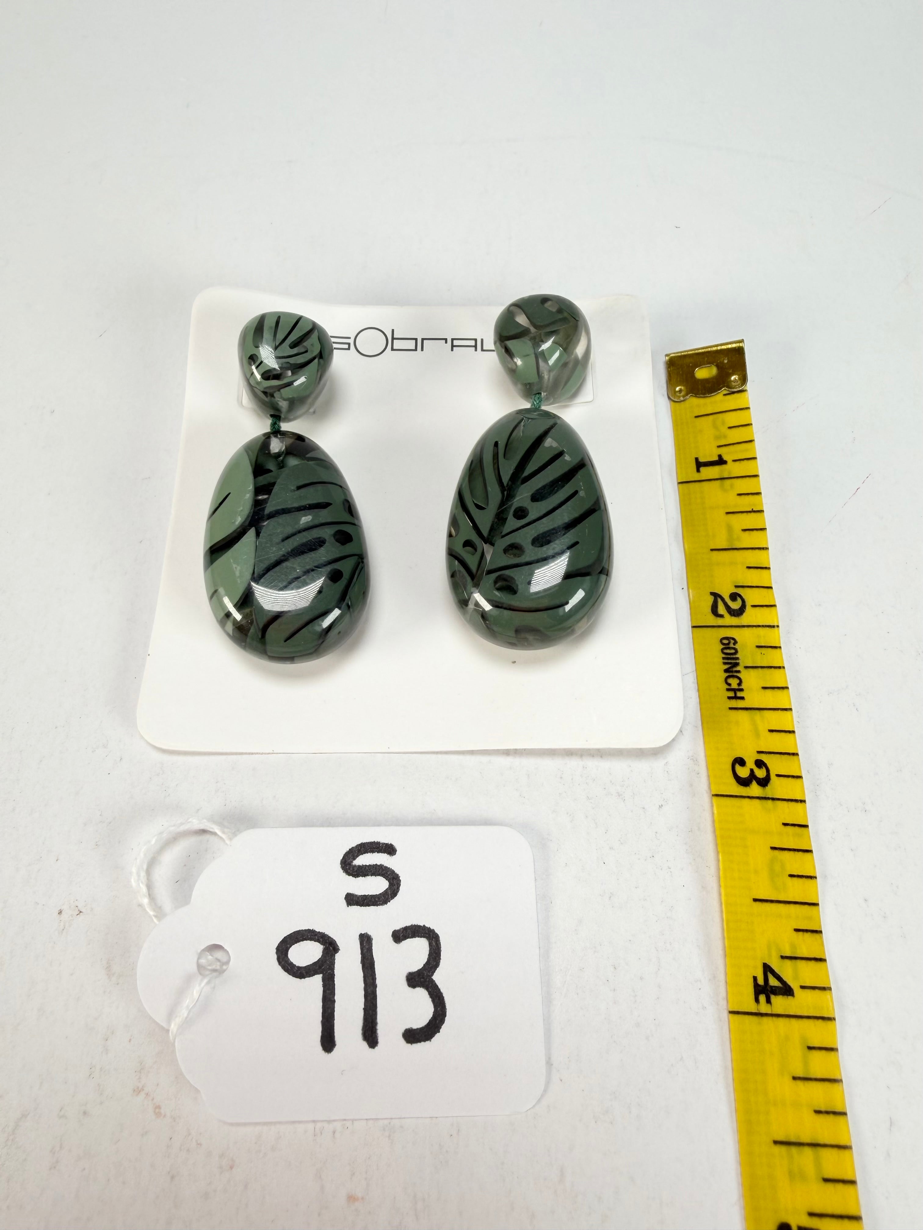 Sobral - Costela de Adão "Petrolina" Resin Earrings ( 005498 )