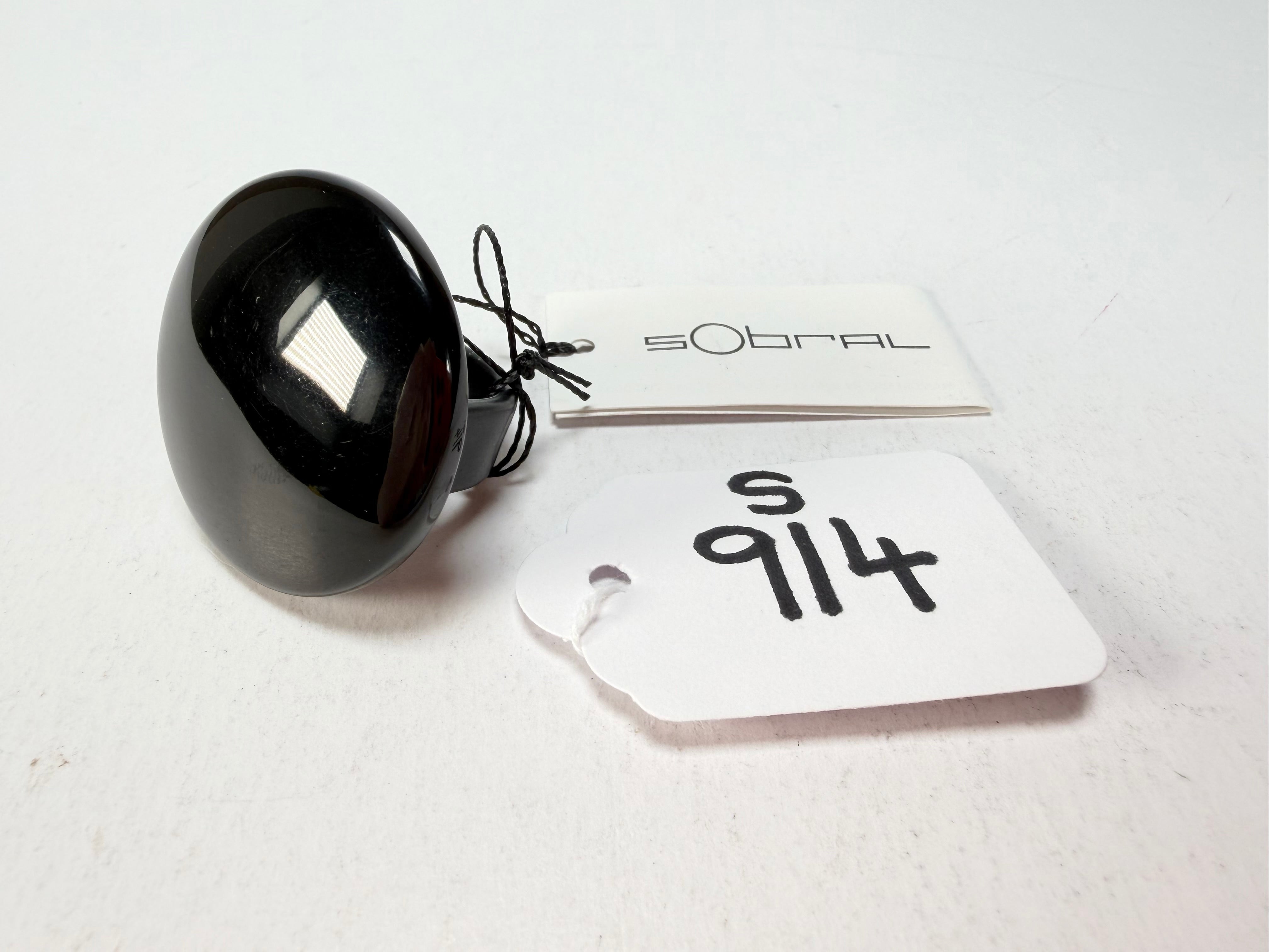 Sobral - Preto "Bead" Black Resin Ring ( 004764 ) - Size UK S / US 9