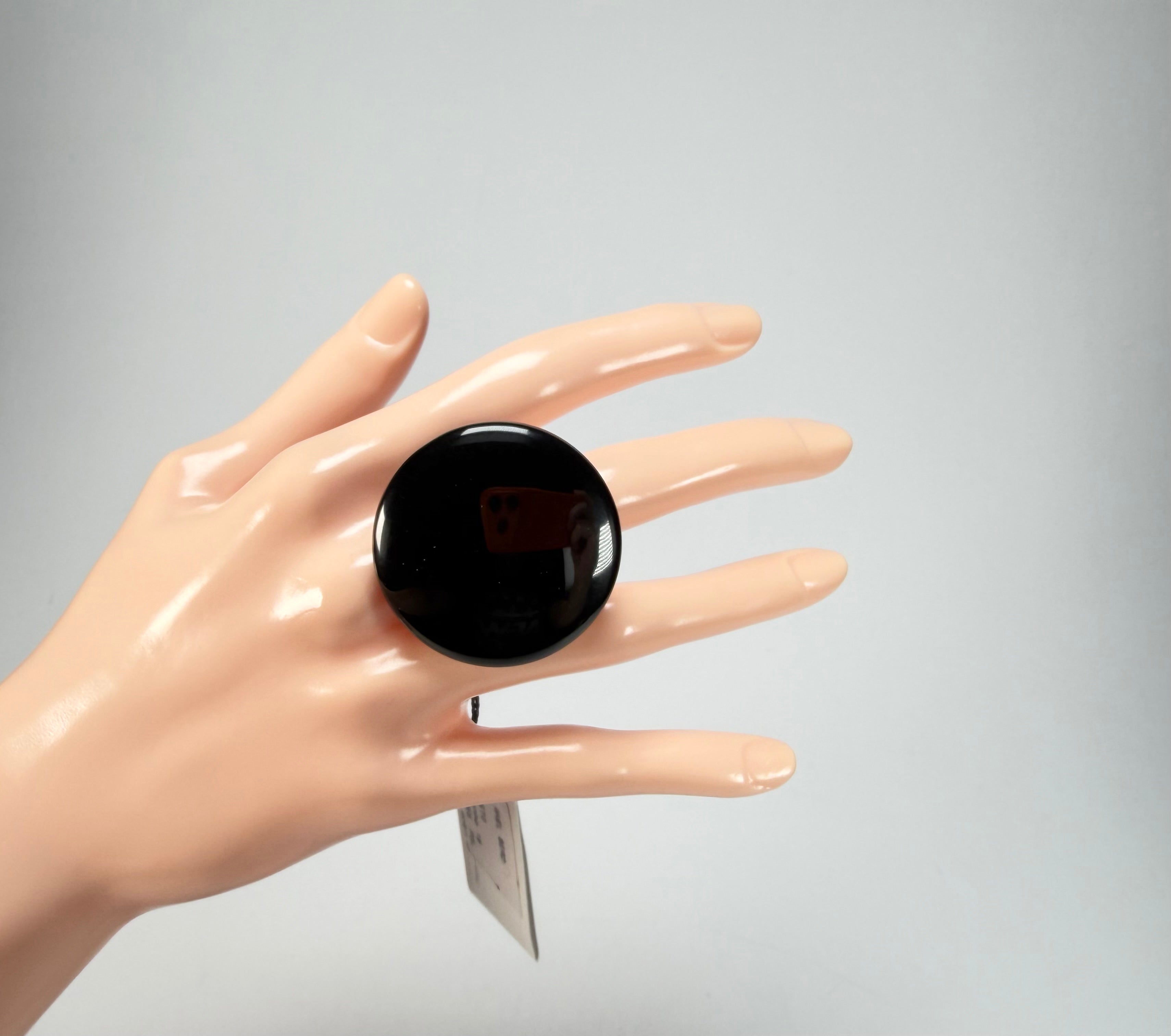 Sobral - Preto "Bead" Black Resin Ring ( 004764 ) - Size UK S / US 9