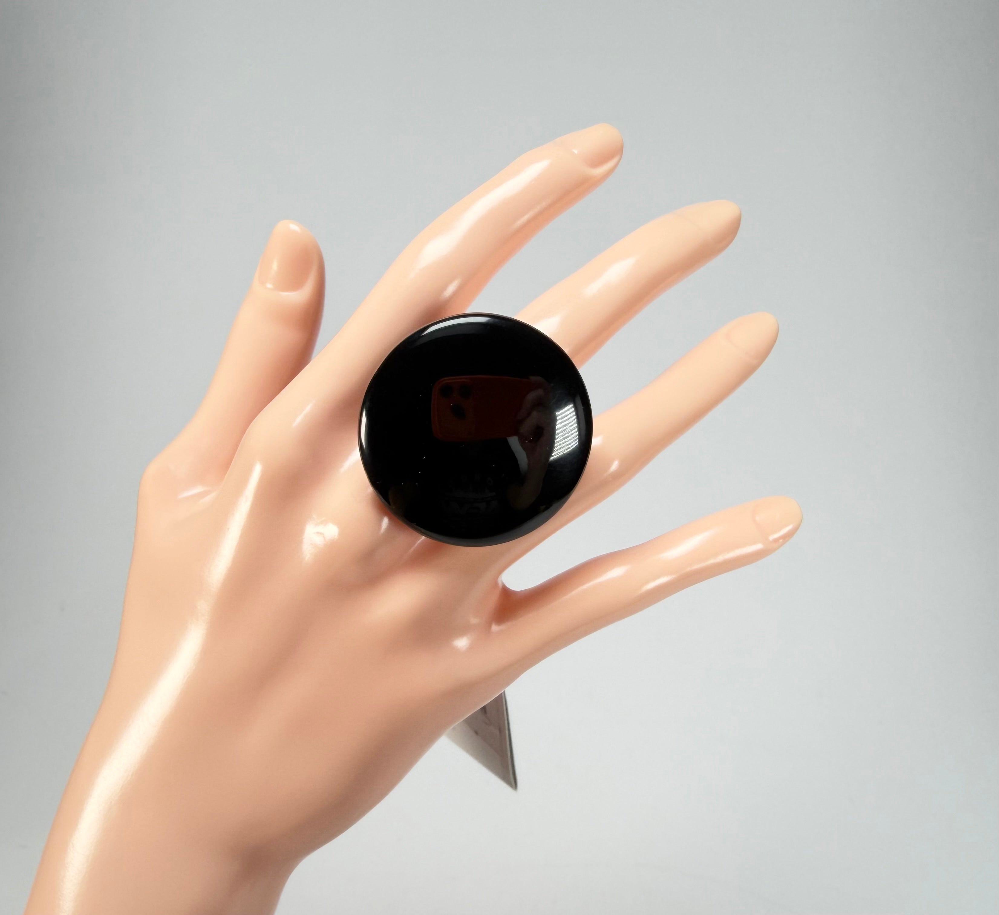 Sobral - Preto "Bead" Black Resin Ring ( 004764 ) - Size UK S / US 9