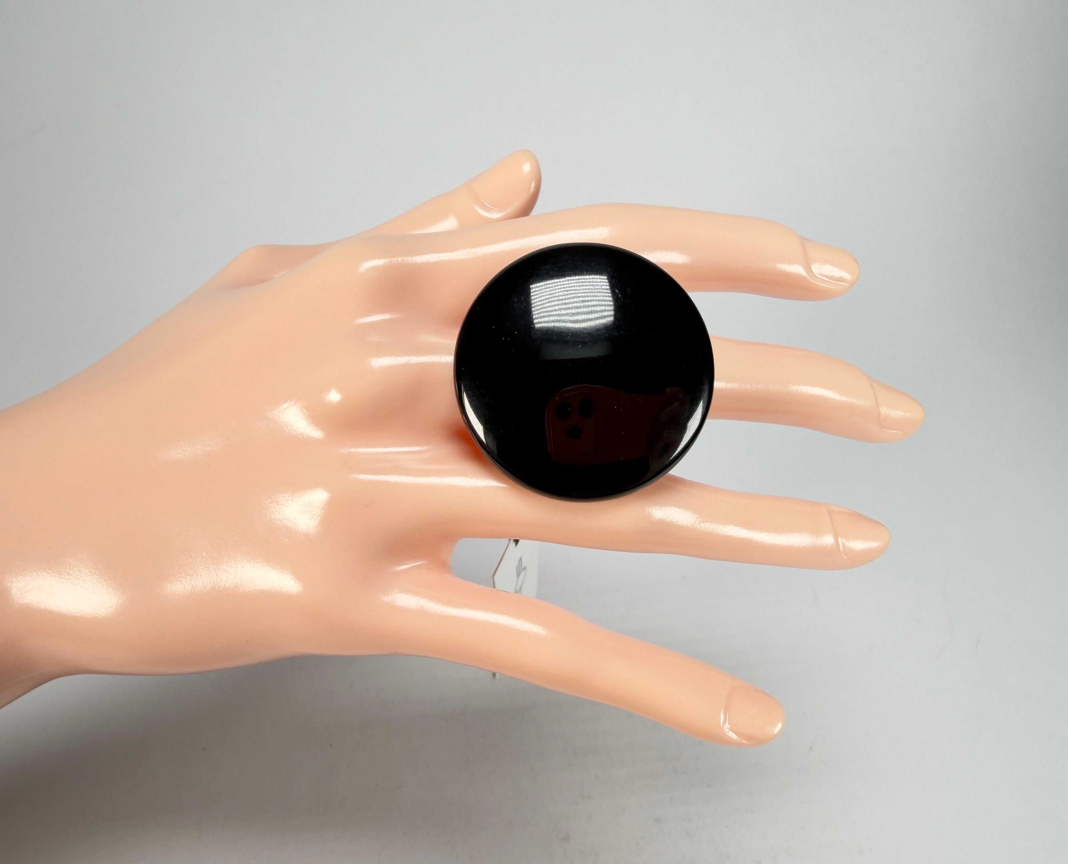 Sobral - Preto "Bead" Black Resin Ring ( 004764 ) - Size UK S / US 9