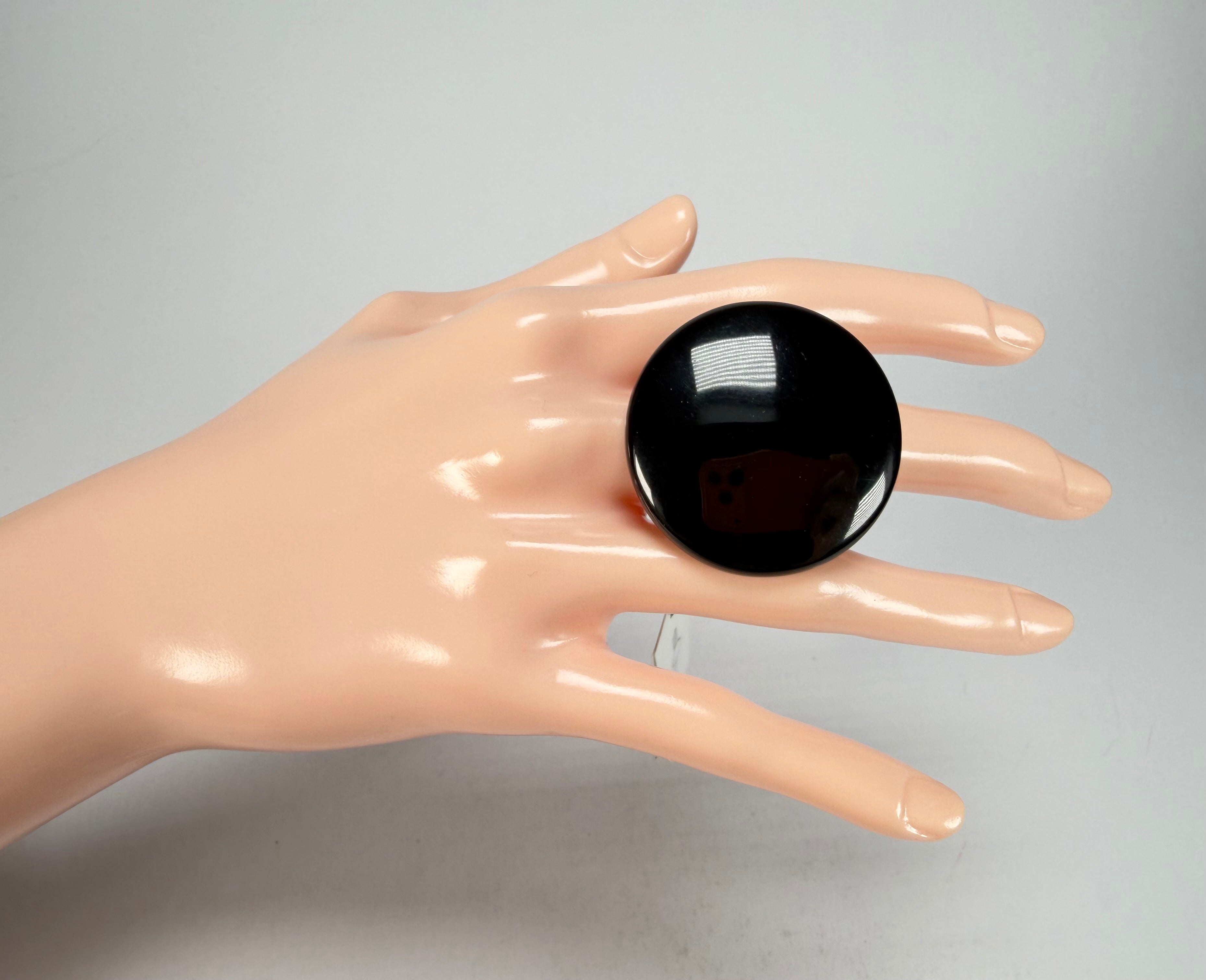 Sobral - Preto "Bead" Black Resin Ring ( 004764 ) - Size UK S / US 9