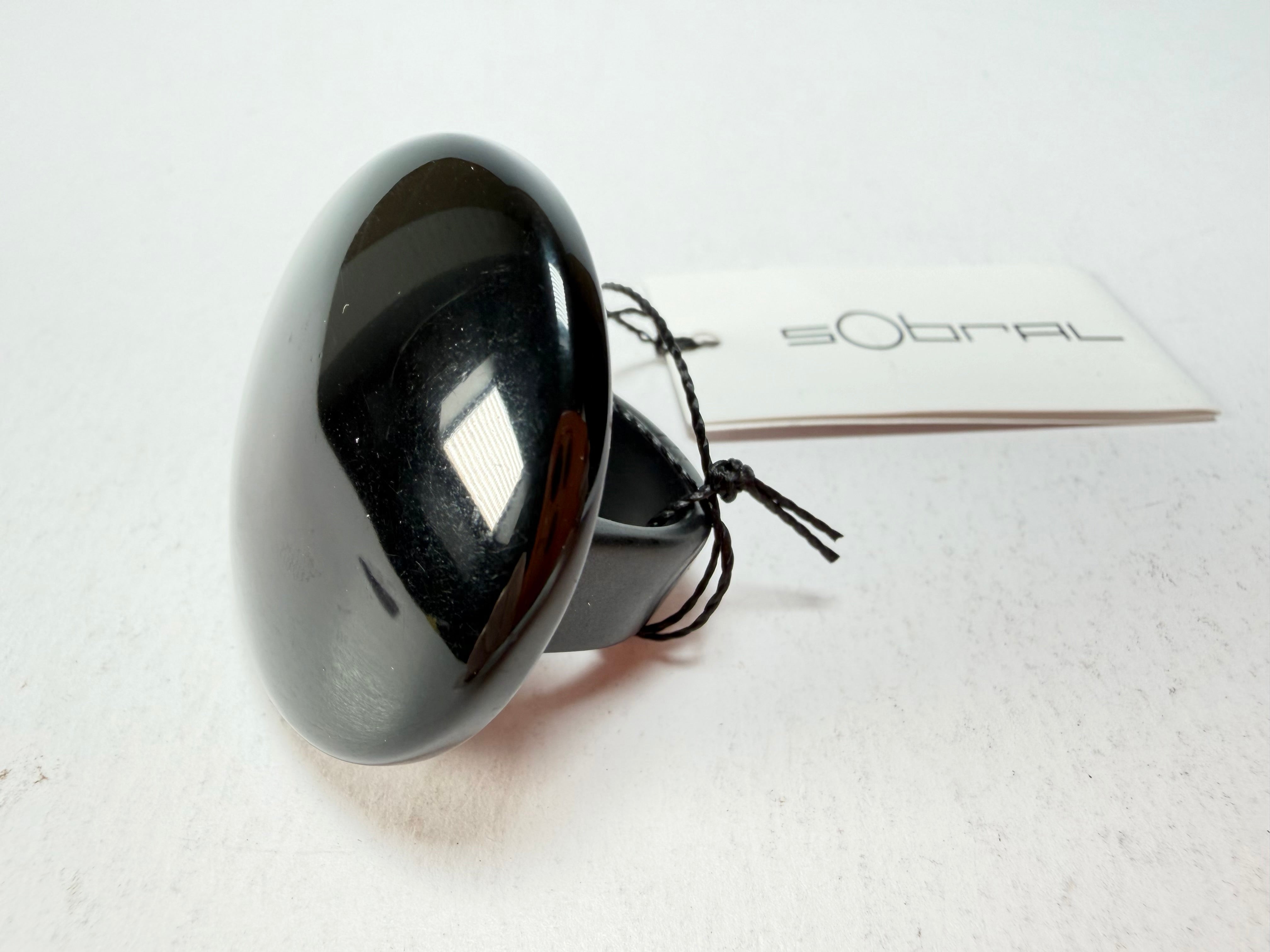 Sobral - Preto "Bead" Black Resin Ring ( 004764 ) - Size UK S / US 9