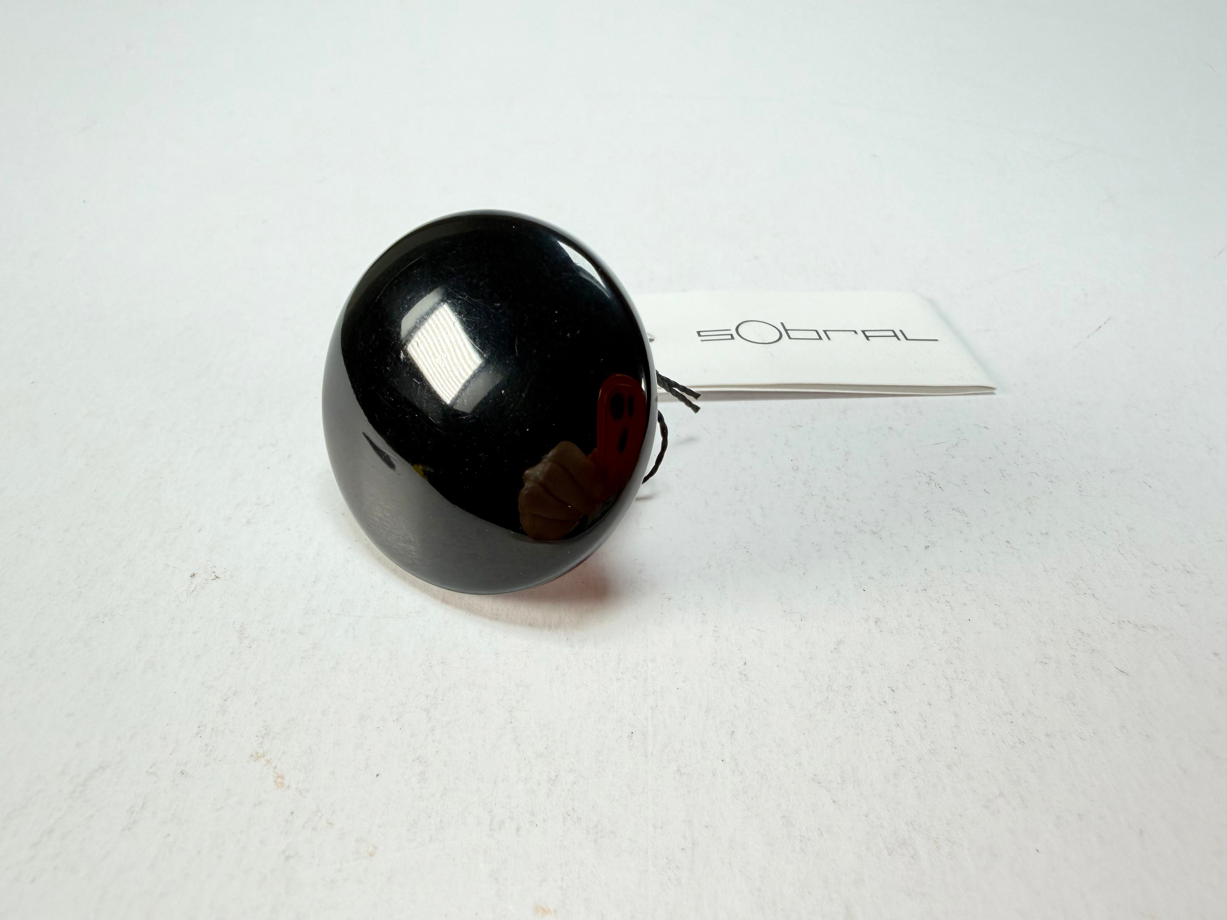 Sobral - Preto "Bead" Black Resin Ring ( 004764 ) - Size UK S / US 9