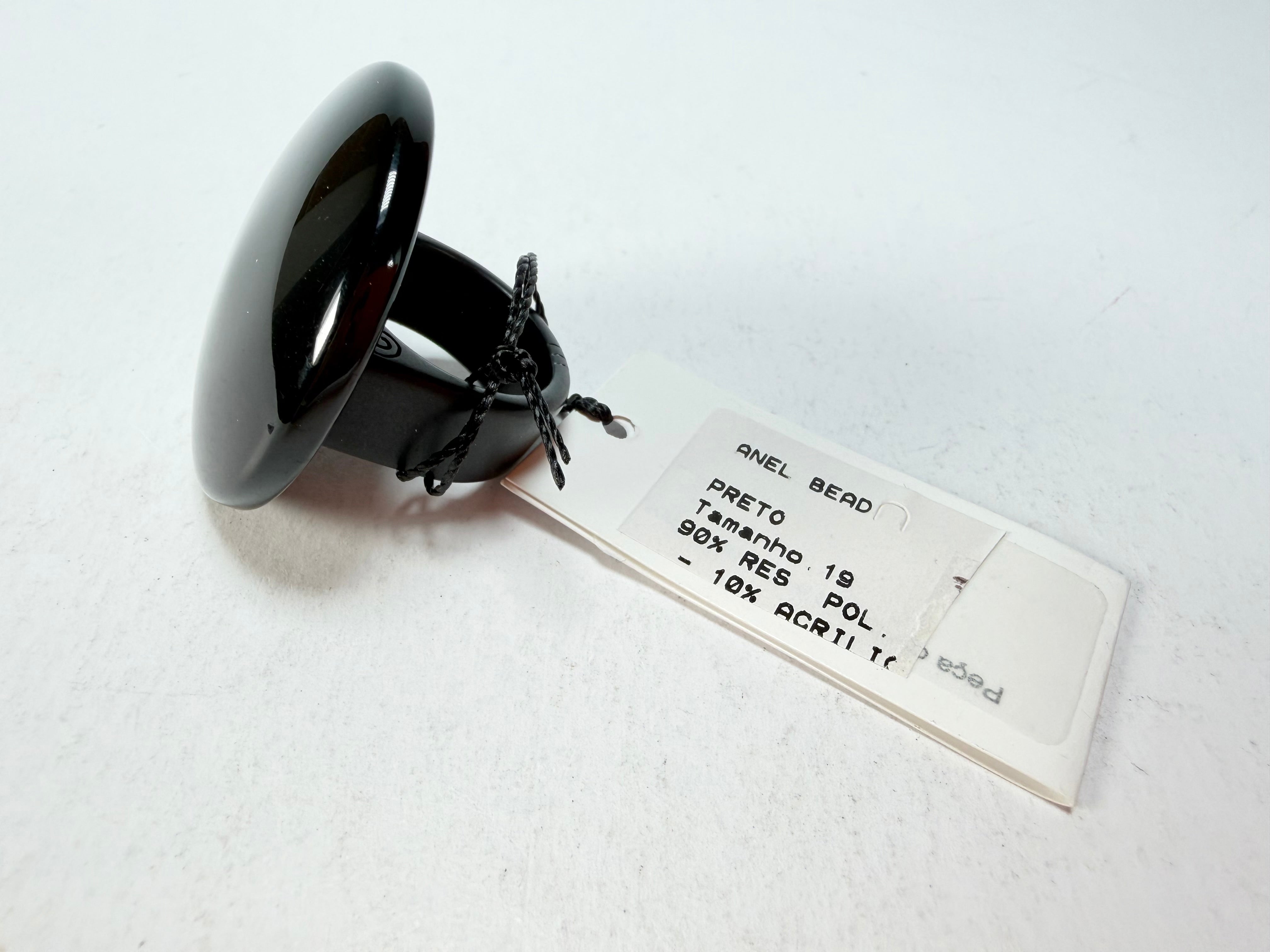 Sobral - Preto "Bead" Black Resin Ring ( 004764 ) - Size UK S / US 9