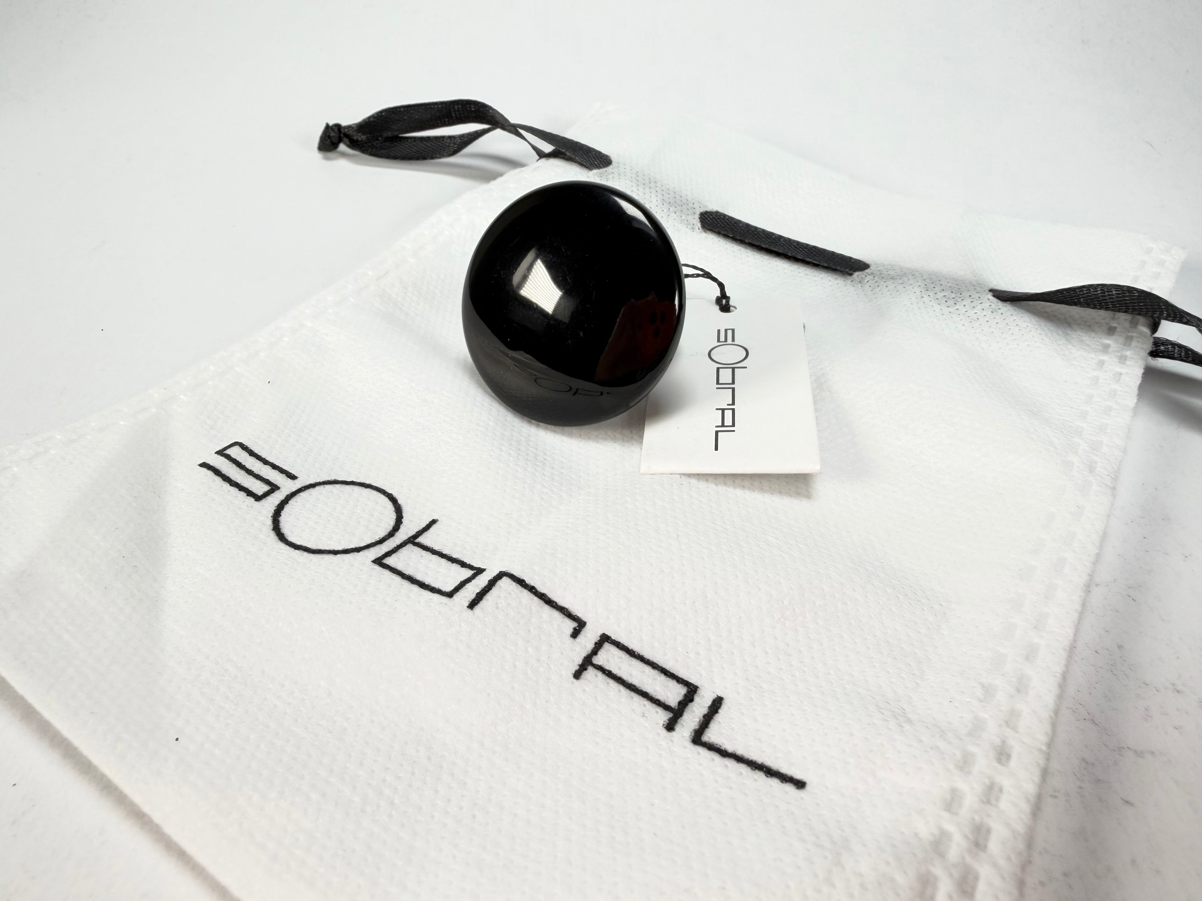 Sobral - Preto "Bead" Black Resin Ring ( 004764 ) - Size UK S / US 9