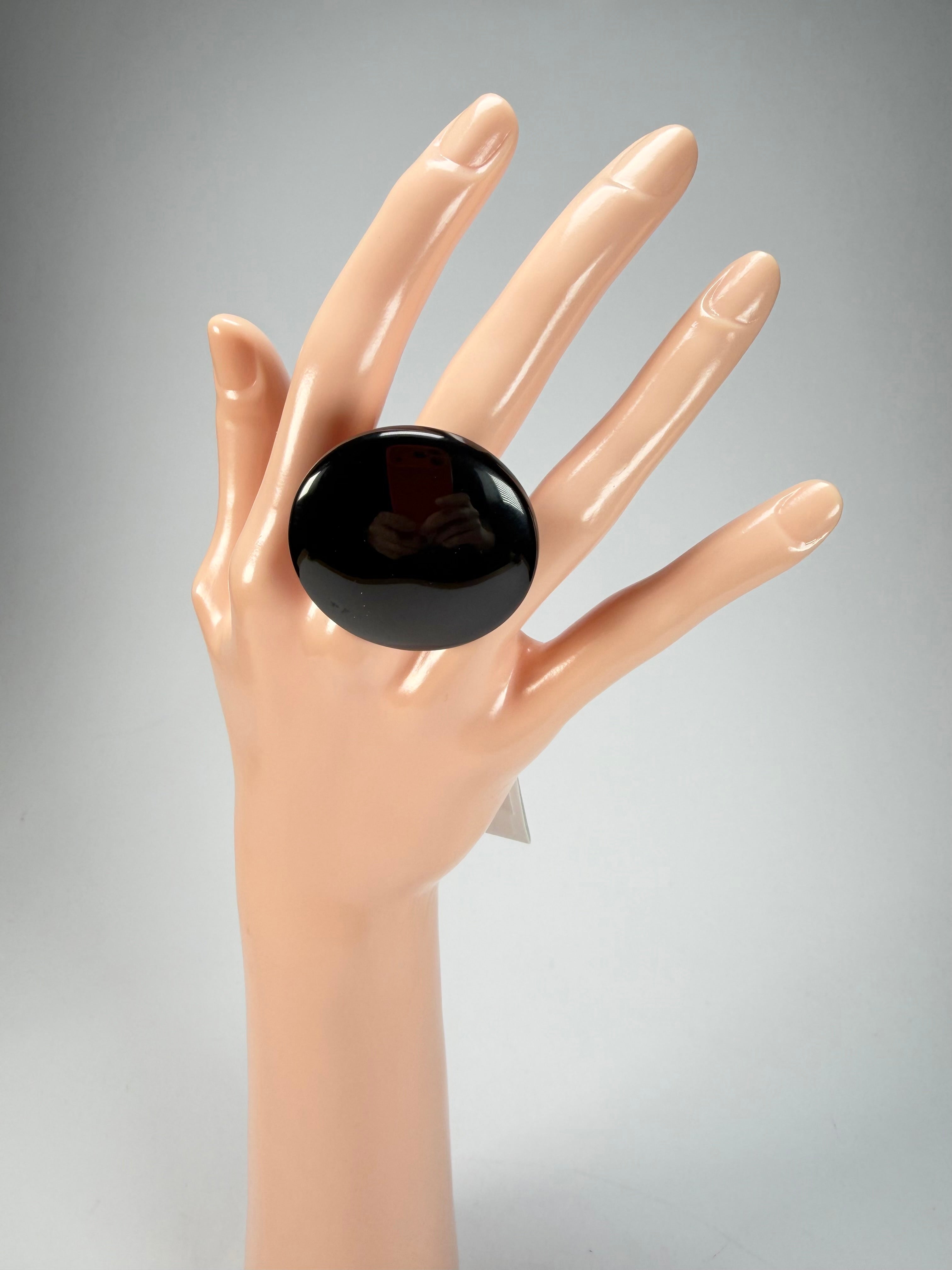 Sobral - Preto "Bead" Black Resin Ring ( 004764 ) - Size UK S / US 9