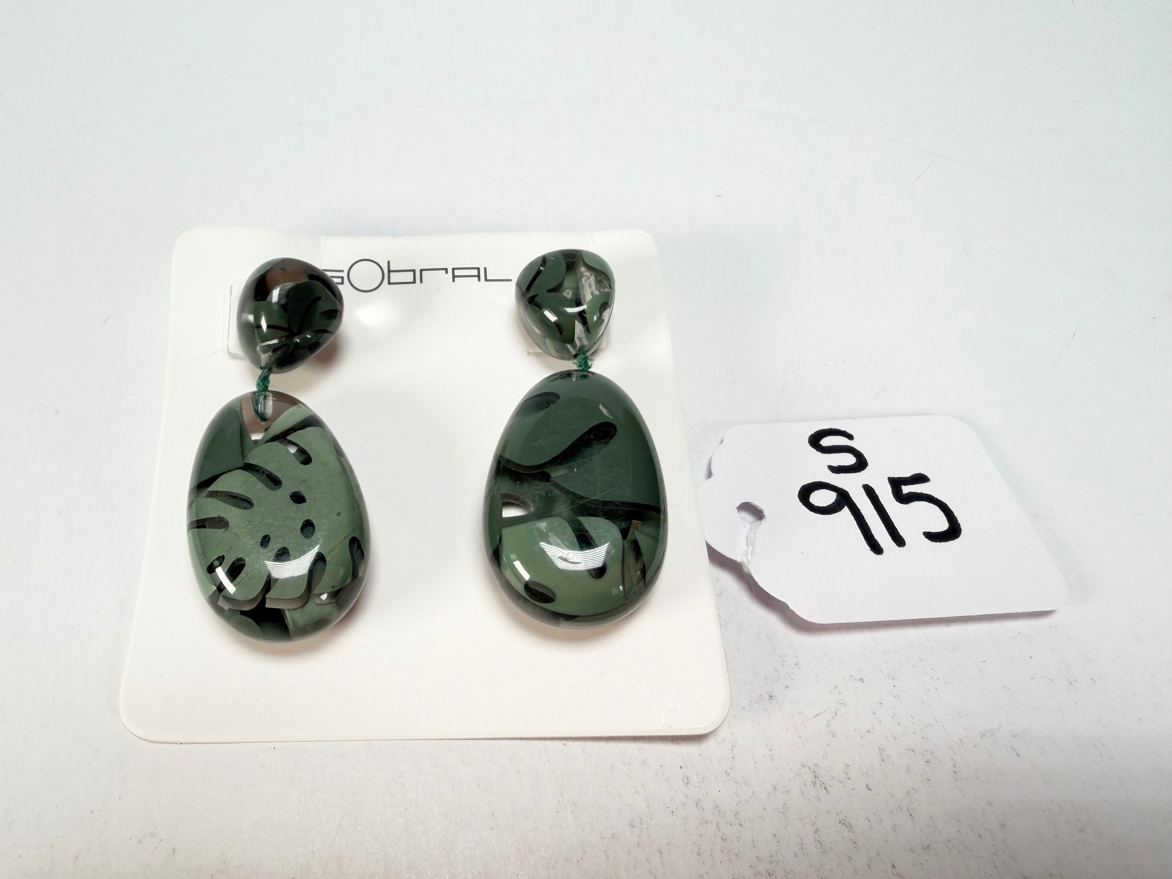Sobral - Costela de Adão "Petrolina" Resin Earrings ( 005498 )