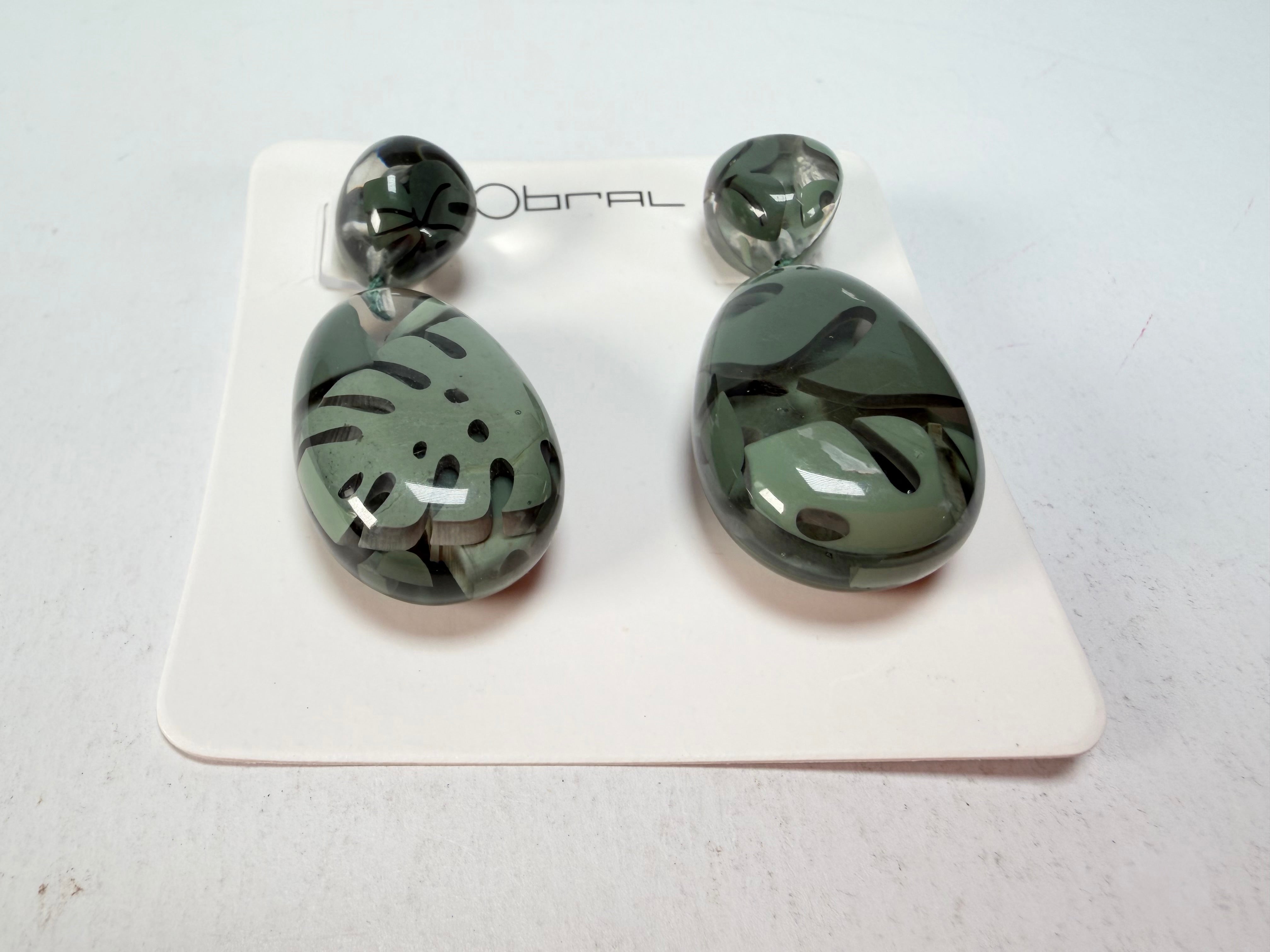 Sobral - Costela de Adão "Petrolina" Resin Earrings ( 005498 )
