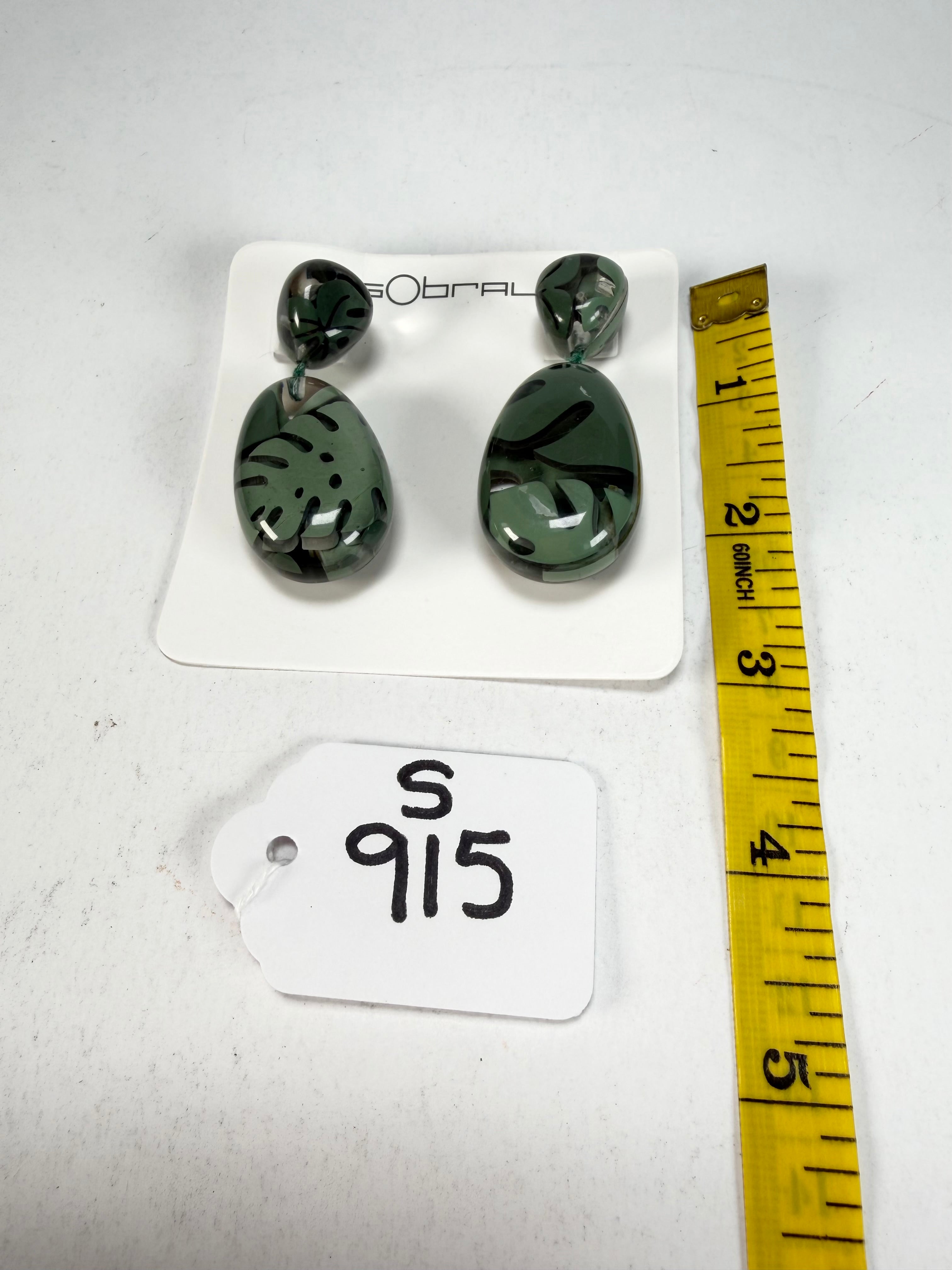 Sobral - Costela de Adão "Petrolina" Resin Earrings ( 005498 )