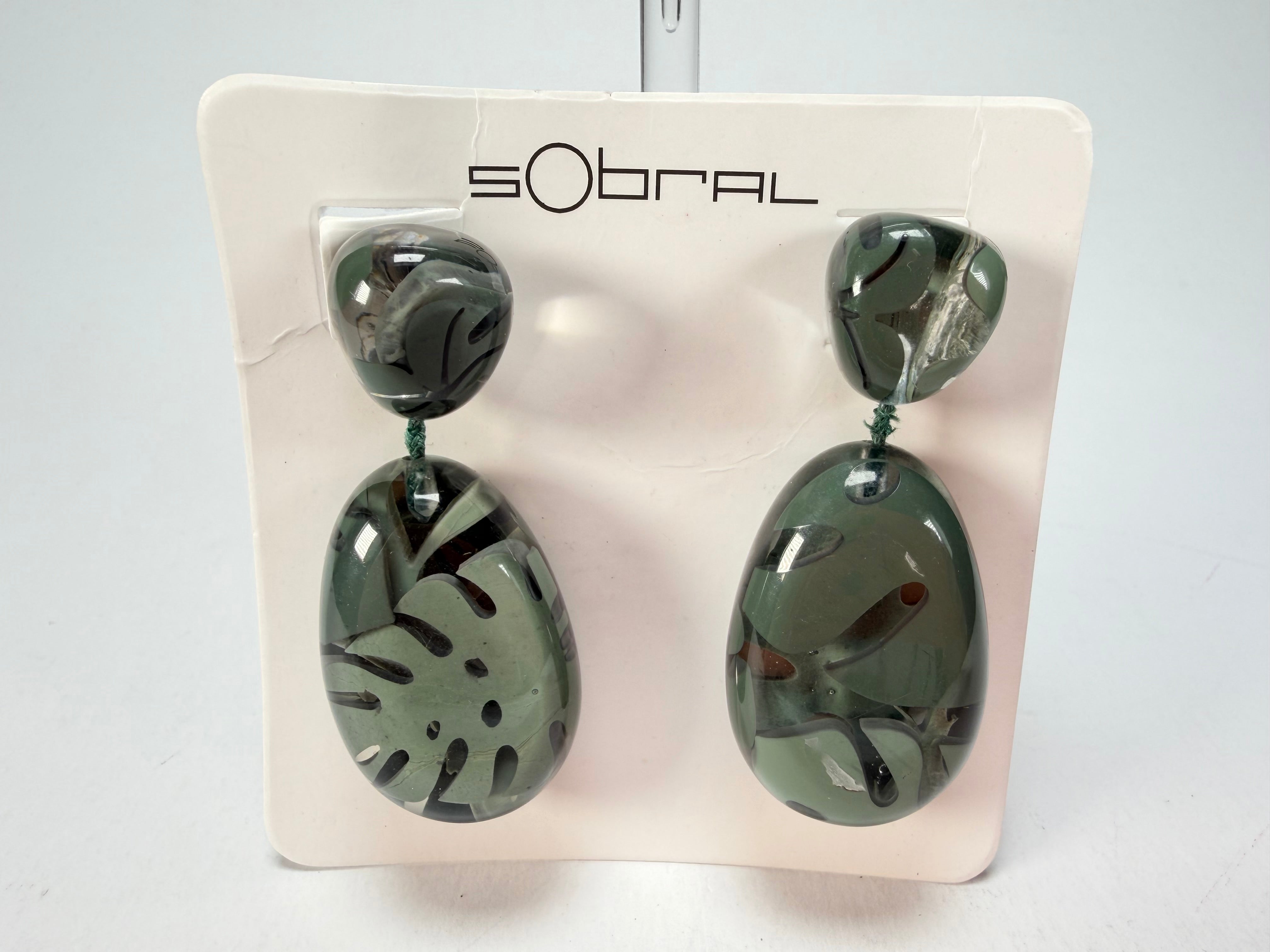 Sobral - Costela de Adão "Petrolina" Resin Earrings ( 005498 )