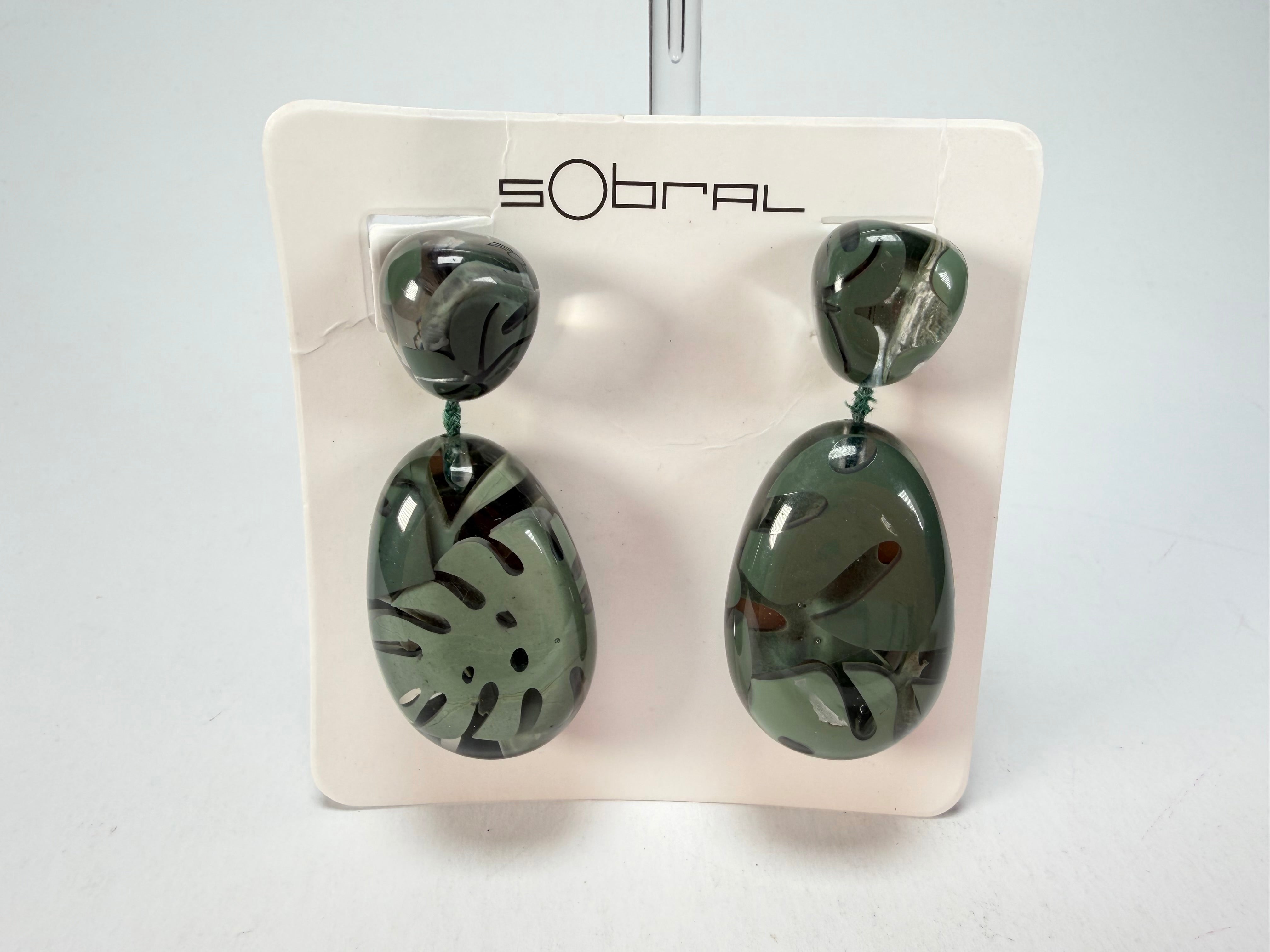 Sobral - Costela de Adão "Petrolina" Resin Earrings ( 005498 )