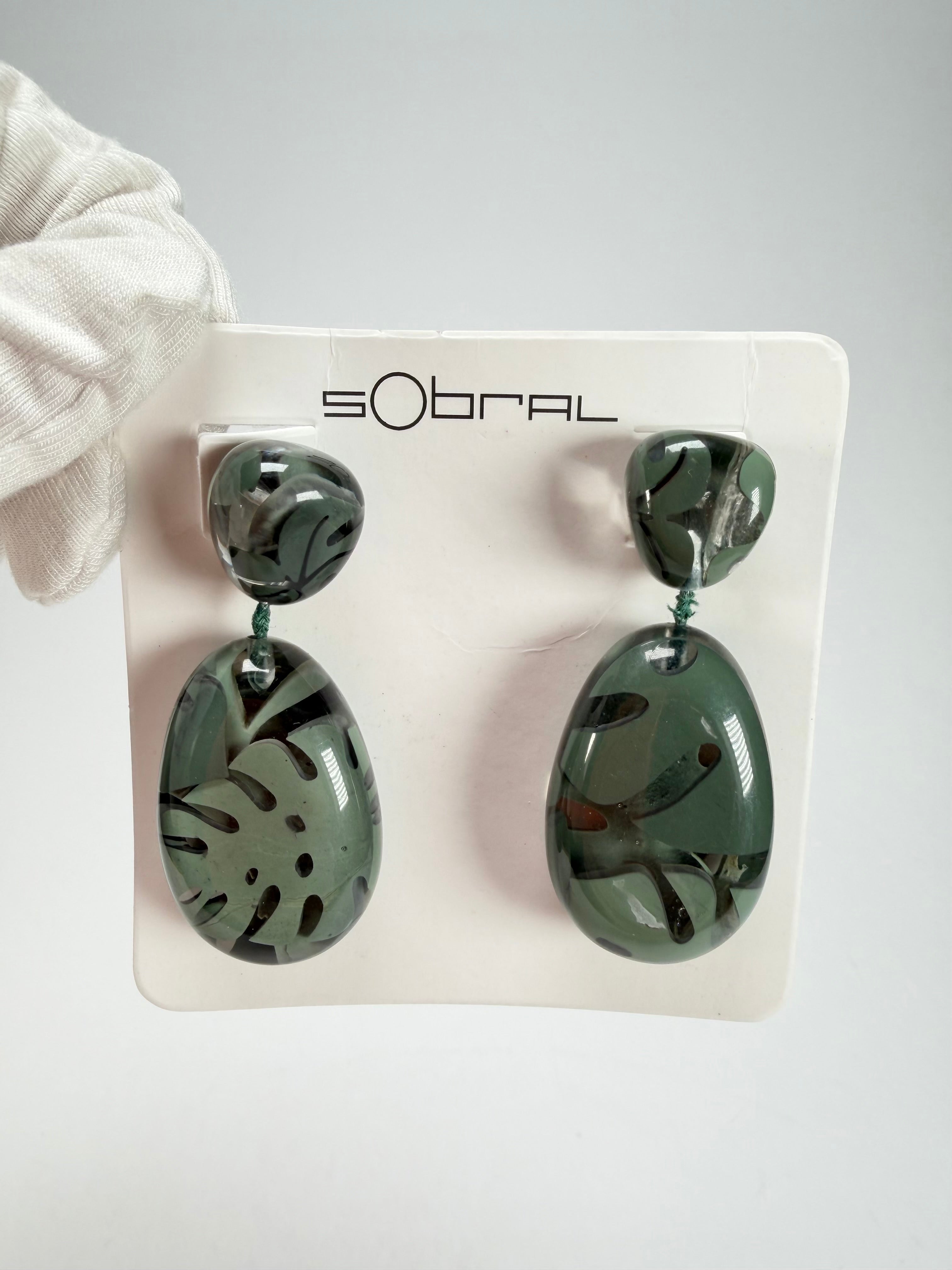 Sobral - Costela de Adão "Petrolina" Resin Earrings ( 005498 )