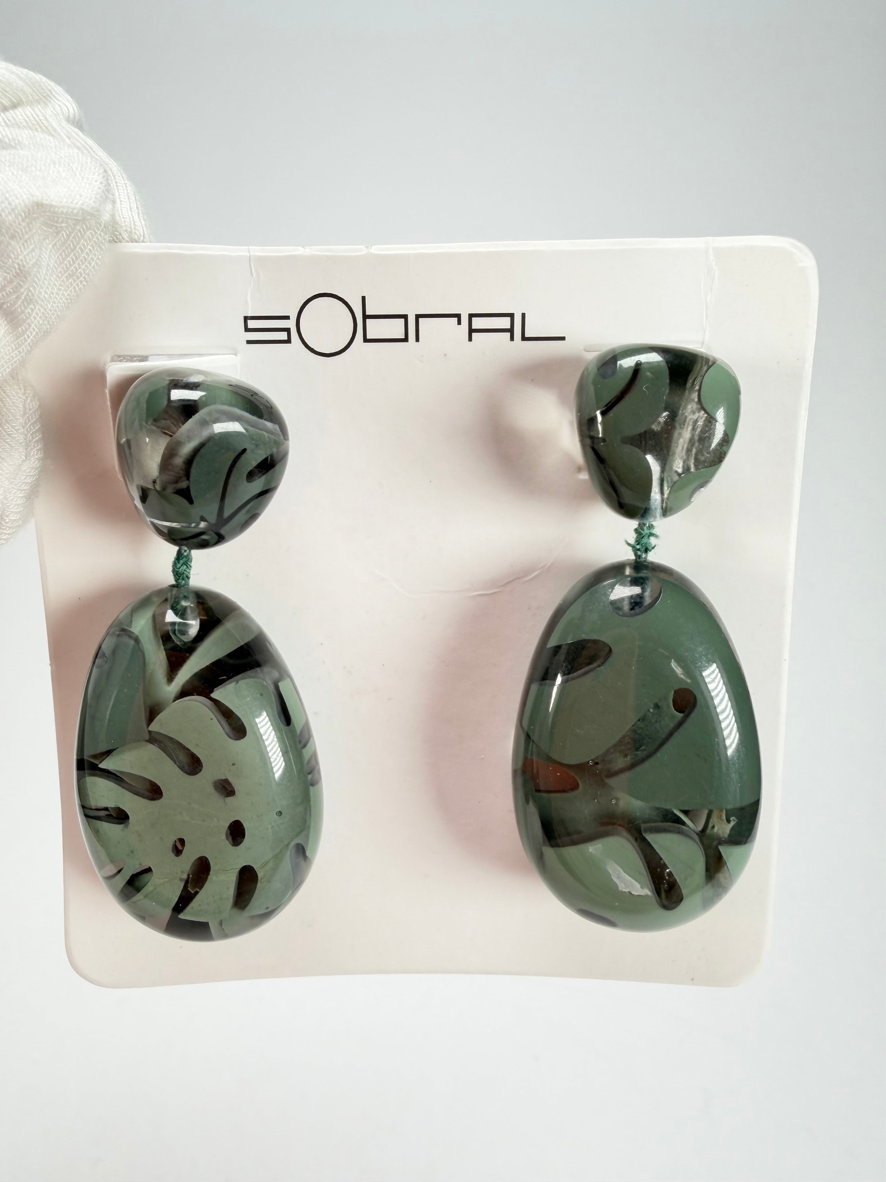 Sobral - Costela de Adão "Petrolina" Resin Earrings ( 005498 )