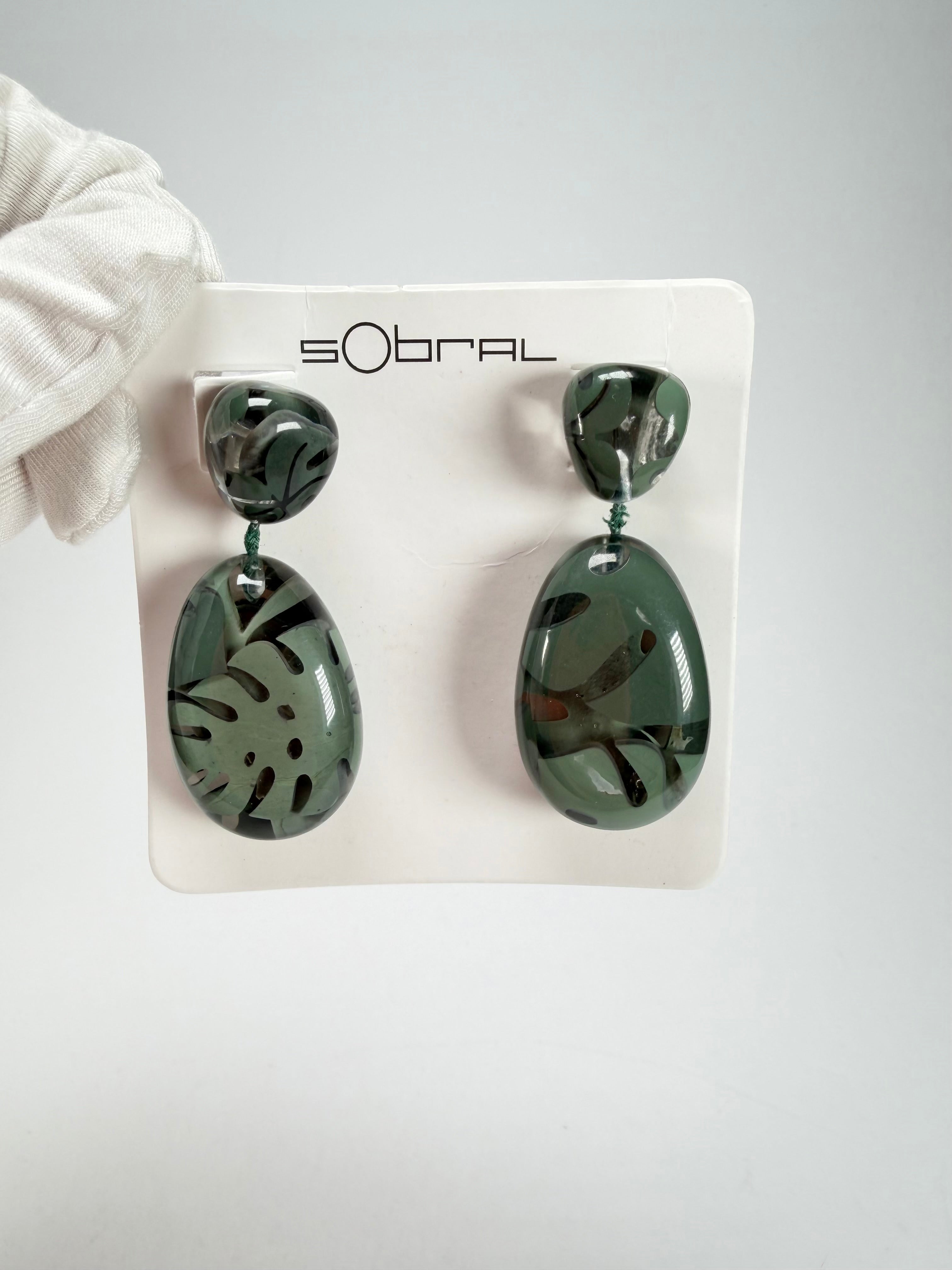 Sobral - Costela de Adão "Petrolina" Resin Earrings ( 005498 )