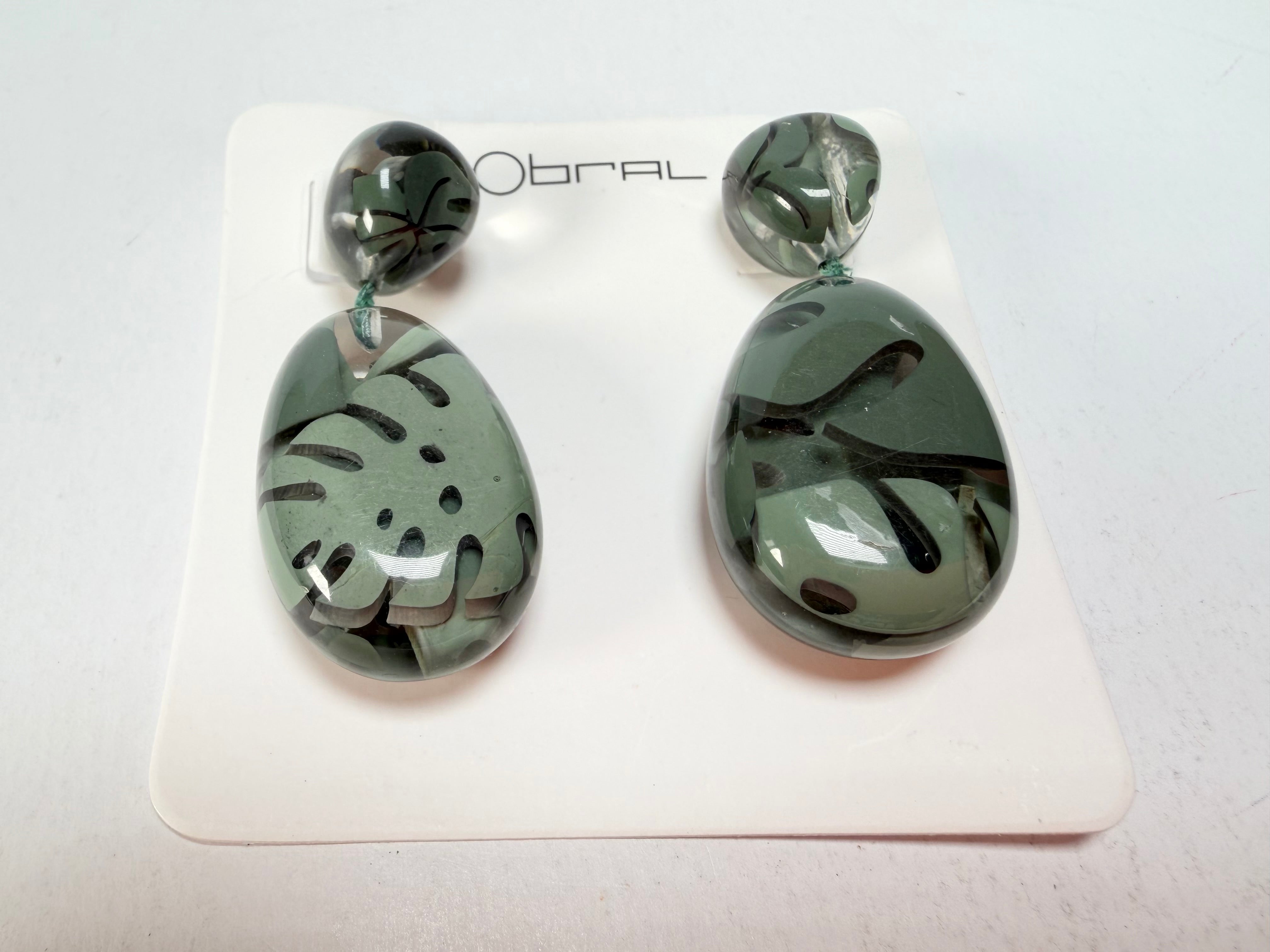 Sobral - Costela de Adão "Petrolina" Resin Earrings ( 005498 )