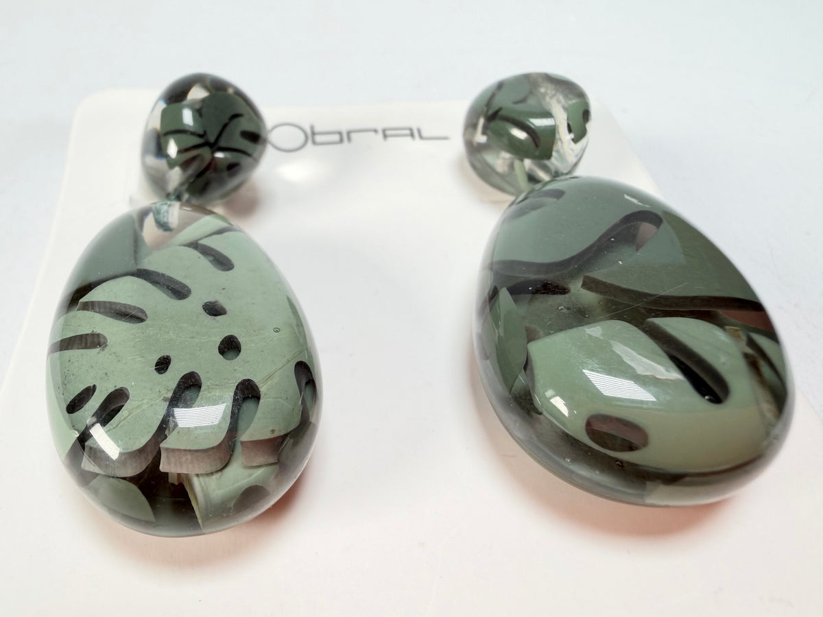Sobral - Costela de Adão "Petrolina" Resin Earrings ( 005498 )