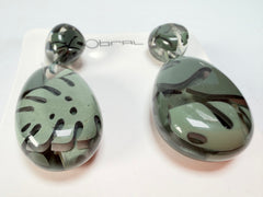 Sobral - Costela de Adão "Petrolina" Resin Earrings ( 005498 )